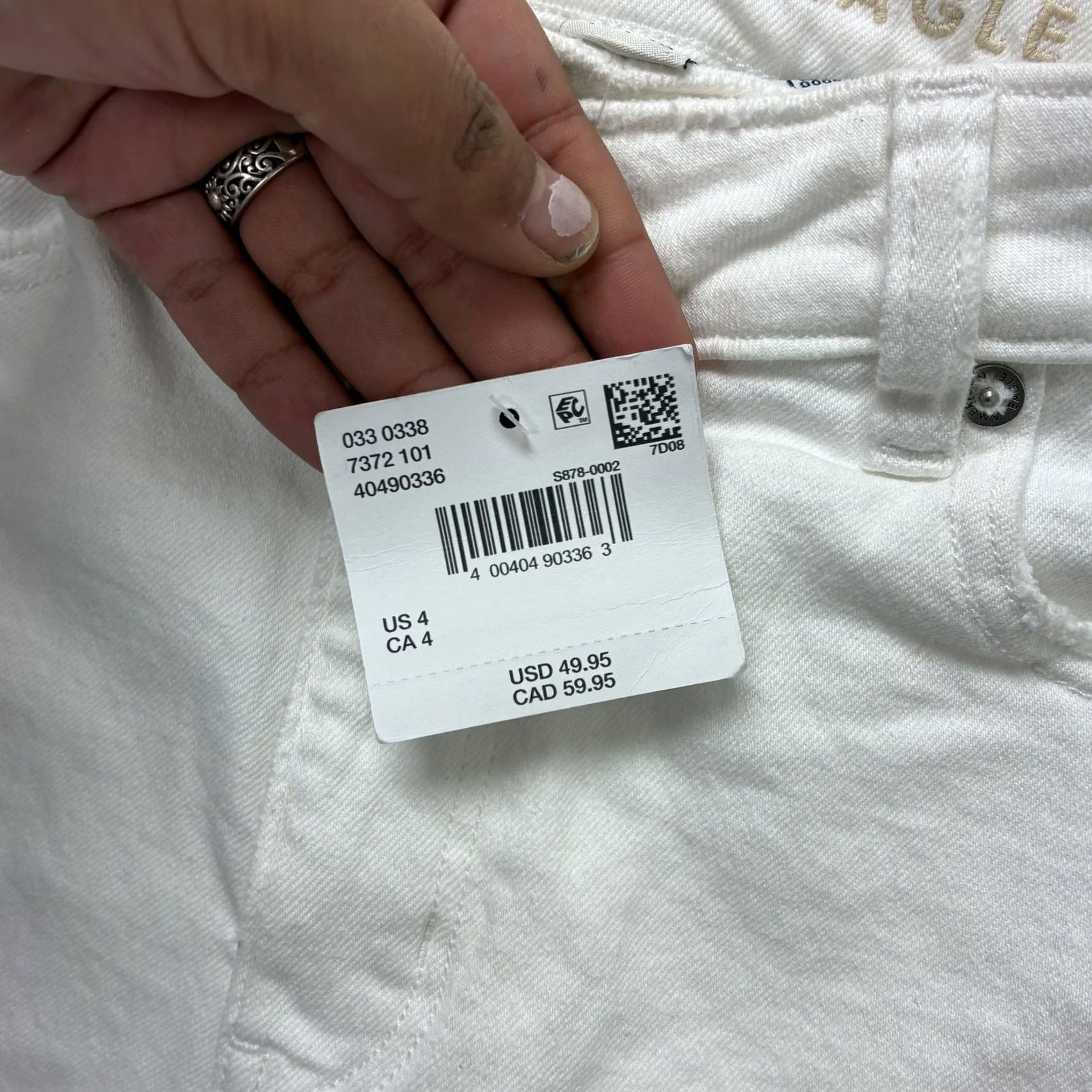Vintage American Eagle Womens 4 White Mom Cuffed Denim Cotton Stretch Casual Shorts Size 27" / US 4 / IT 40 - 7 Thumbnail