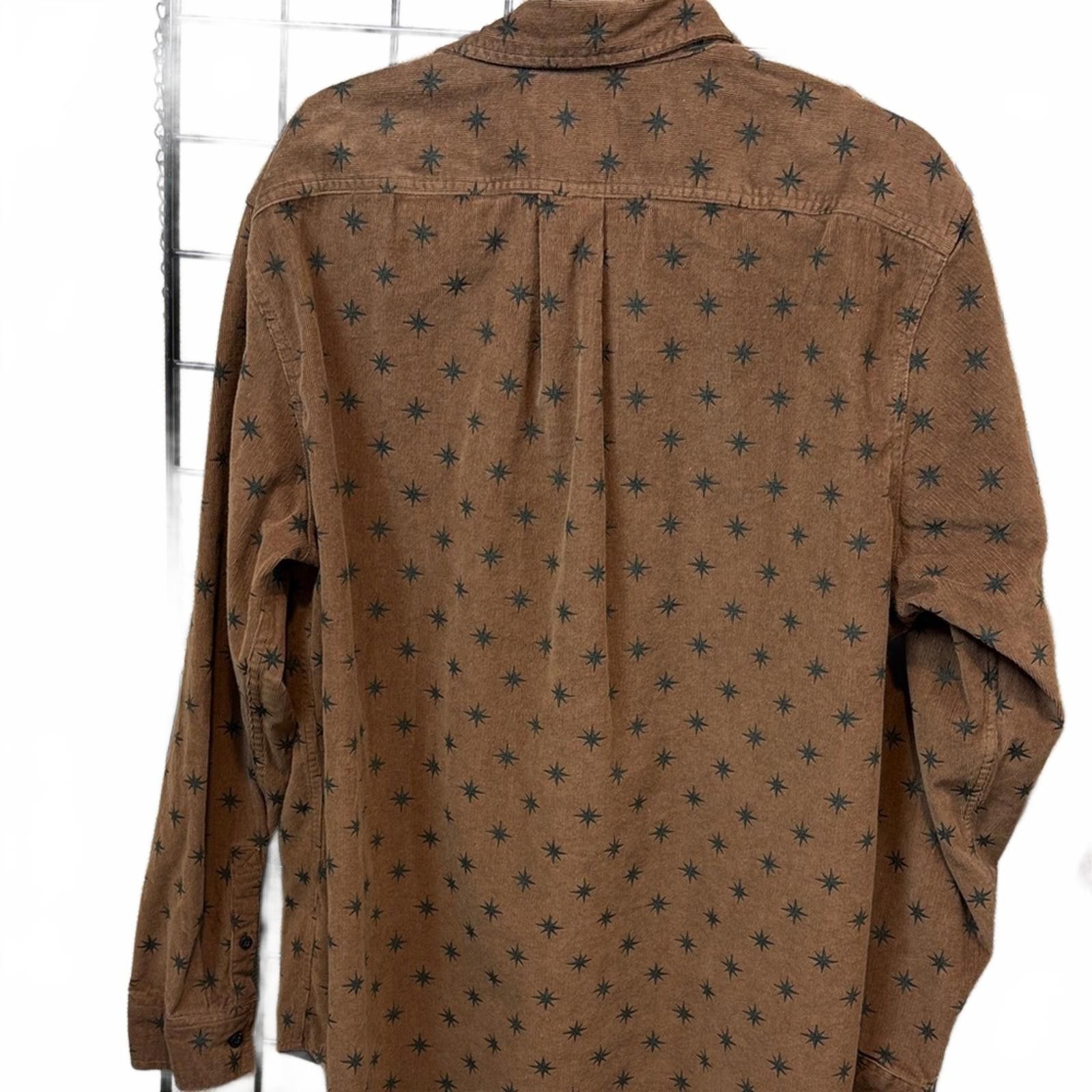 Lands' End Brown Star Patterned Corduroy Button-Up Shirt Size US XL / EU 56 / 4 - 3 Thumbnail