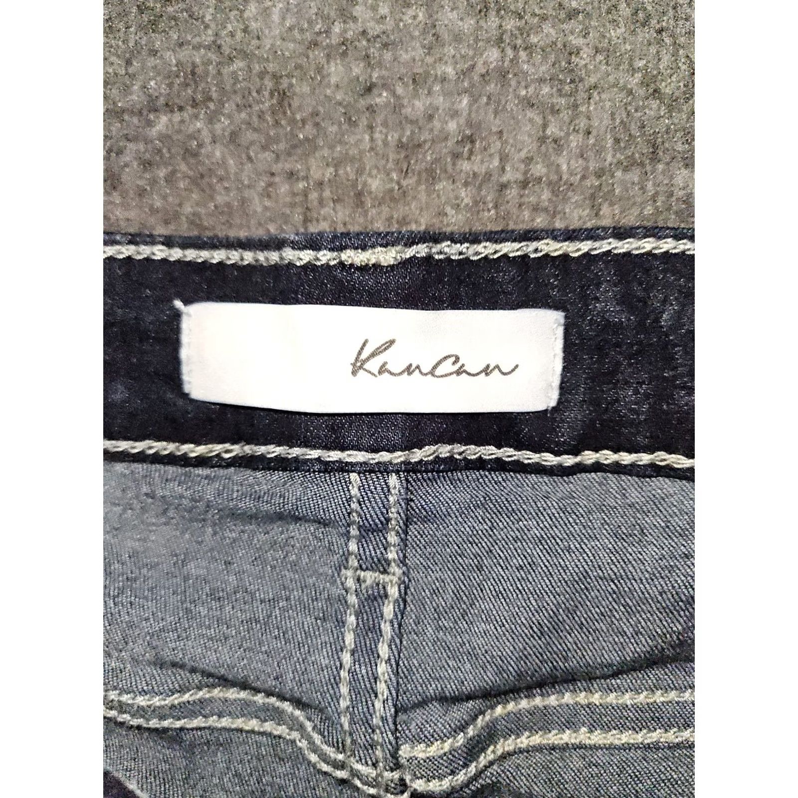 Vintage Kancan High Rise Skinny Ankle Jeans Women's 13/30 Frayed Hem Stretch Preppy Jeans Blue Denim City 90s Womens Size 34" / US 12 / IT 48 - 2 Thumbnail