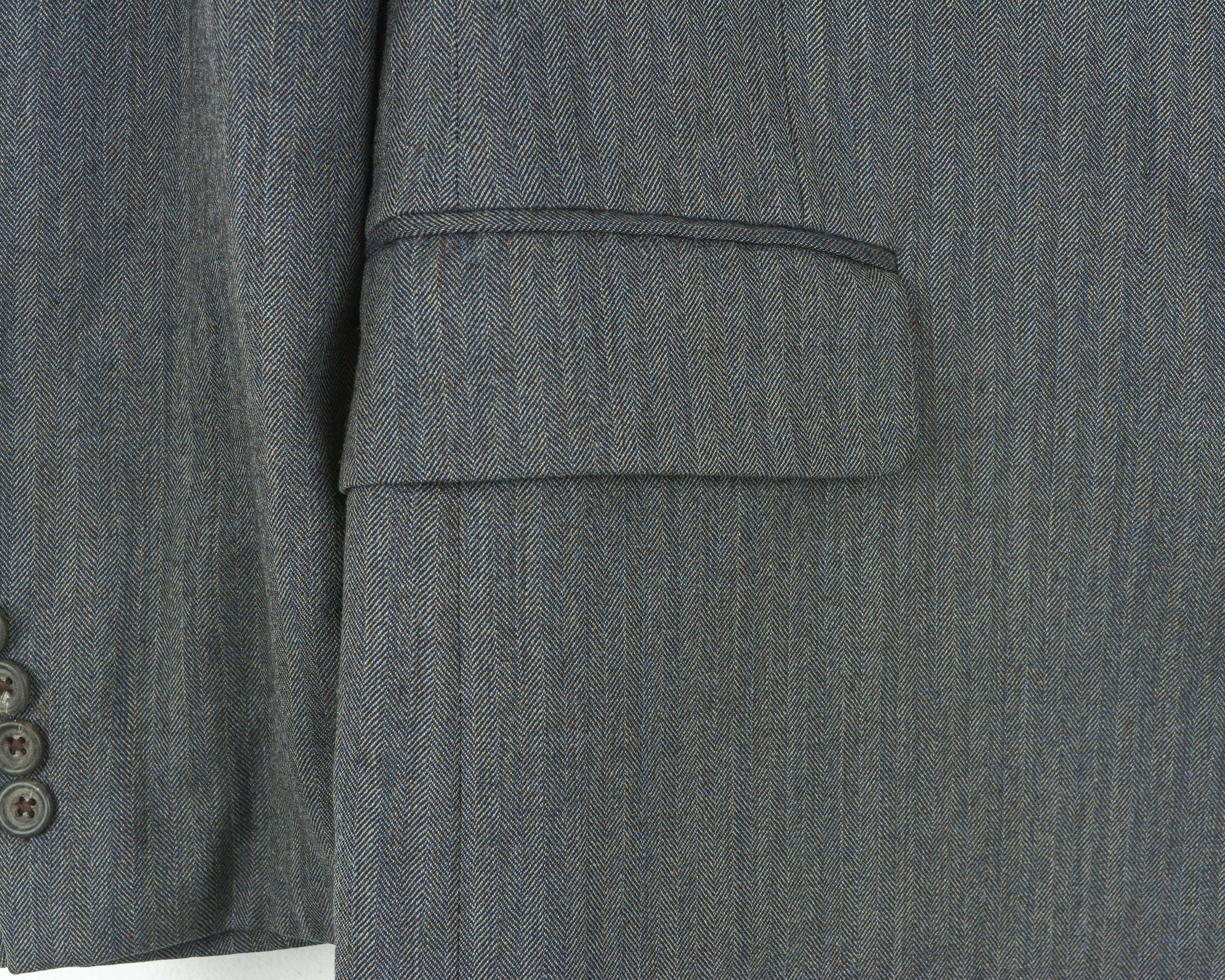 DAKS L Virgin Wool Suit Jacket Herringbone Tweed Sport Coat Size 42R - 9 Thumbnail