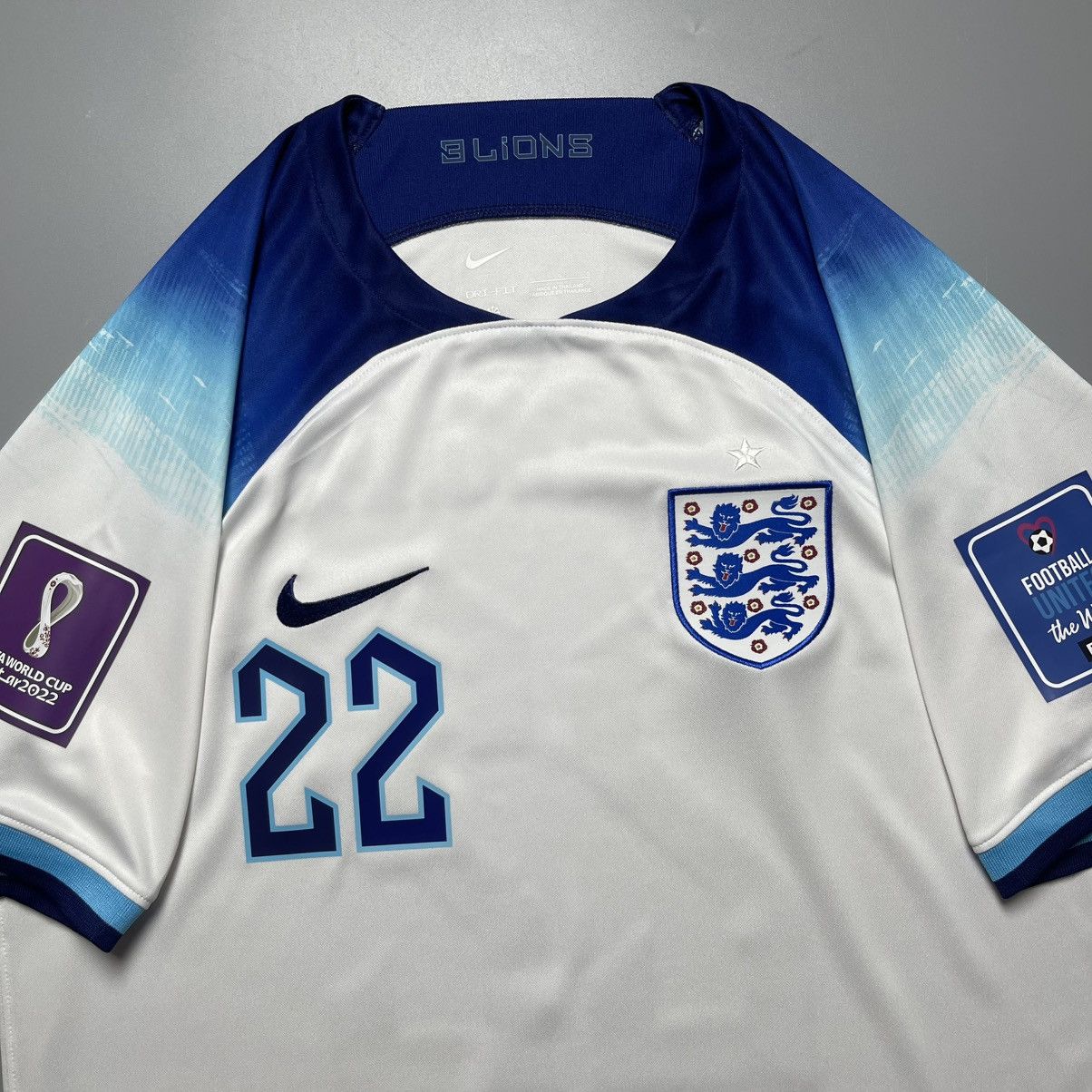 ENGLAND NIKE 2022 WORLD CUP FOOTBALL JERSEY #22 BELLINGHAM