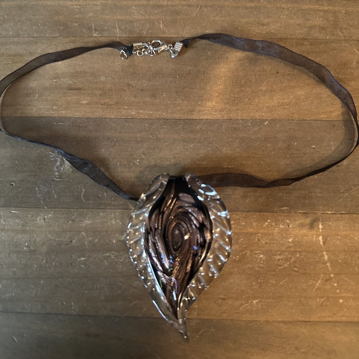 Other Murano glass leaf pendant ribbon necklace Size ONE SIZE - 2 Thumbnail