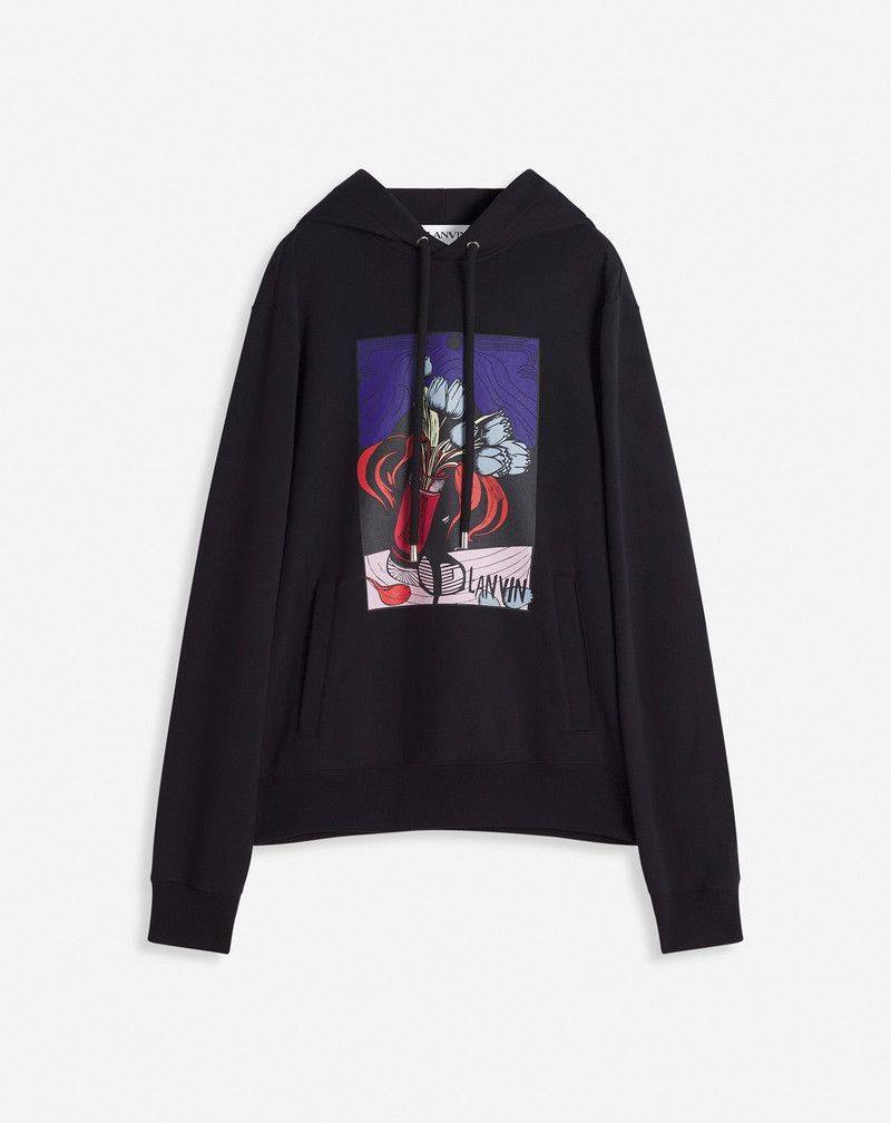Lanvin oc11z0426 Graphic Printed Hoodie in Black Size US M / EU 48-50 / 2 - 1 Thumbnail