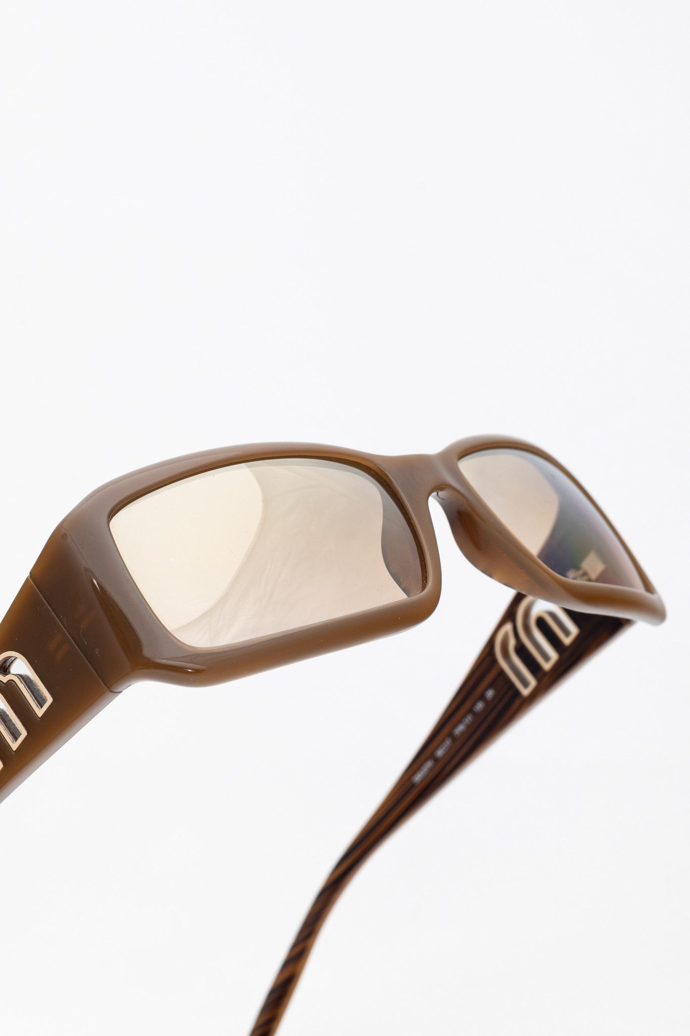 Miu Miu Miu Miu SMU07H Brown Rectangular Cutout-Logo Sunglasses Size ONE SIZE - 6 Thumbnail