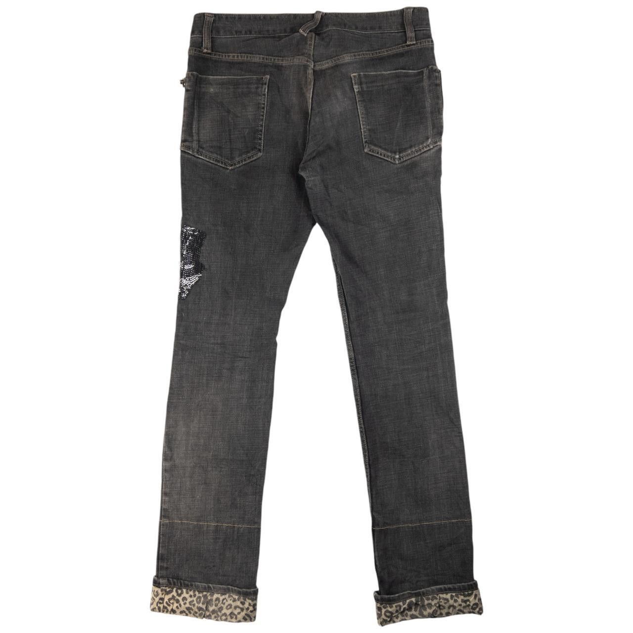 Designer Vintage PPFM Zip Detail Diamonte Denim Jeans Size W34 Size US 33 - 3 Thumbnail