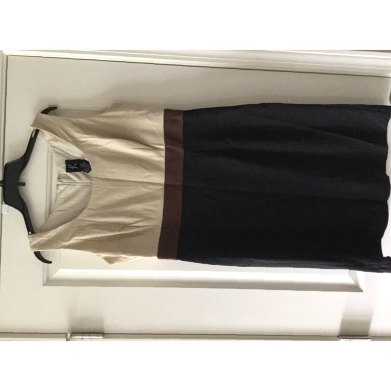 Vintage K Womens 2 PC Dress Size 14 Brown Tan Black Sleeveless Dress & Print Jacket Size XL / US 12-14 / IT 48-50 - 2 Thumbnail