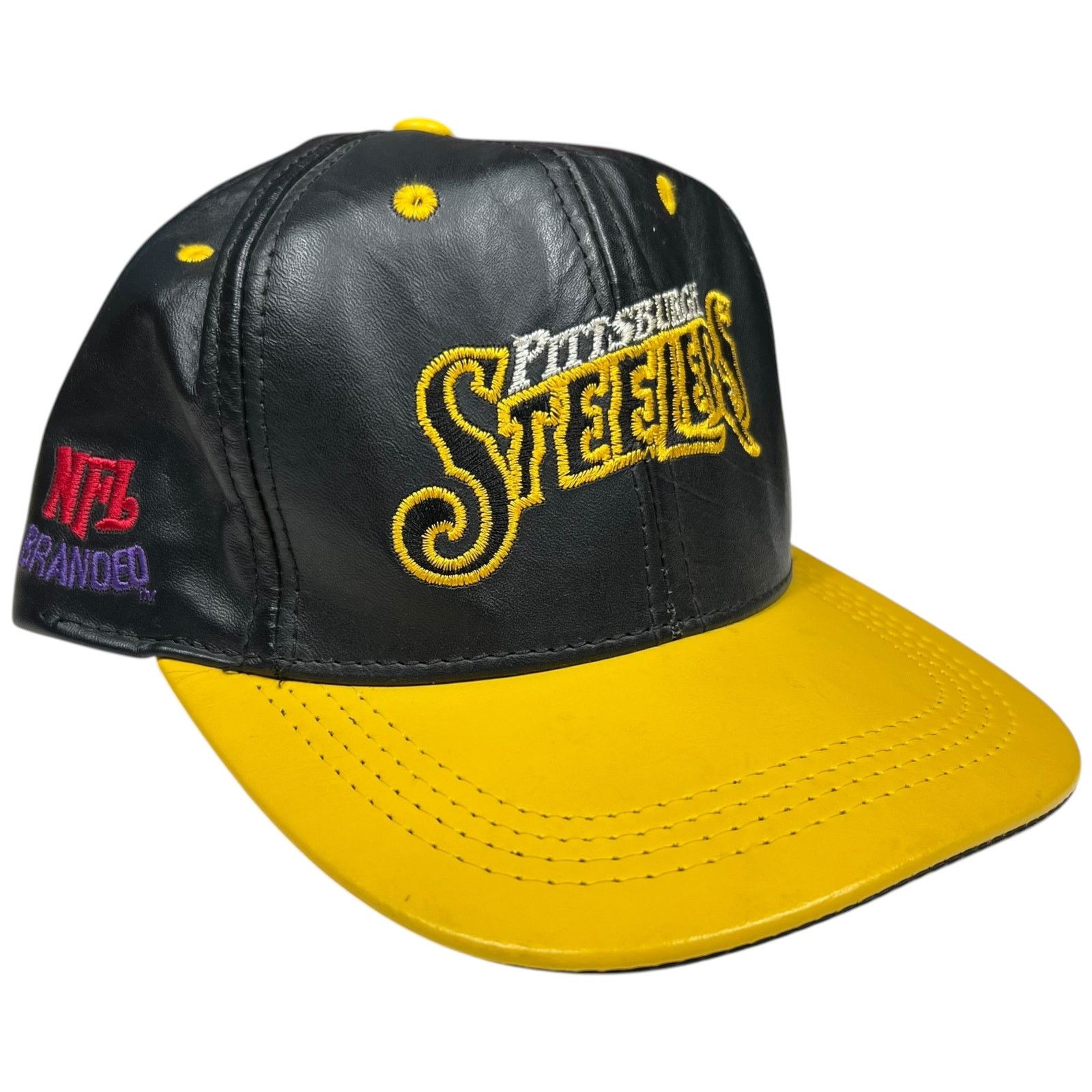 NFL × Vintage Vintage 90s Pittsburgh Steelers NFL branded leather SnapBack Size ONE SIZE - 2 Thumbnail