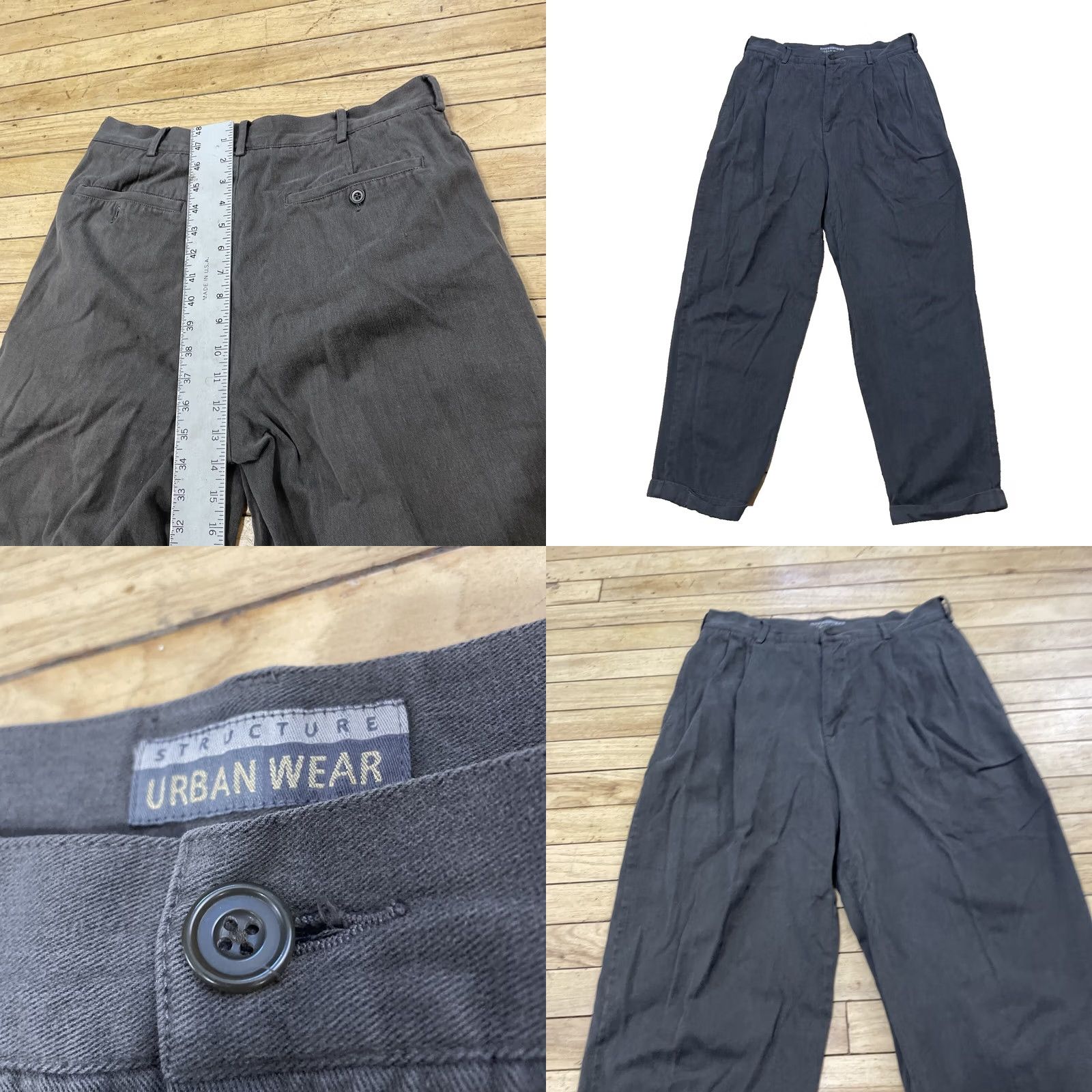 Vintage VINTAGE Structure Urban Wear 90s Pleated Pants Men Baggy 33x29 Brown Gray Cuffed Size US 32 / EU 48 - 9 Thumbnail