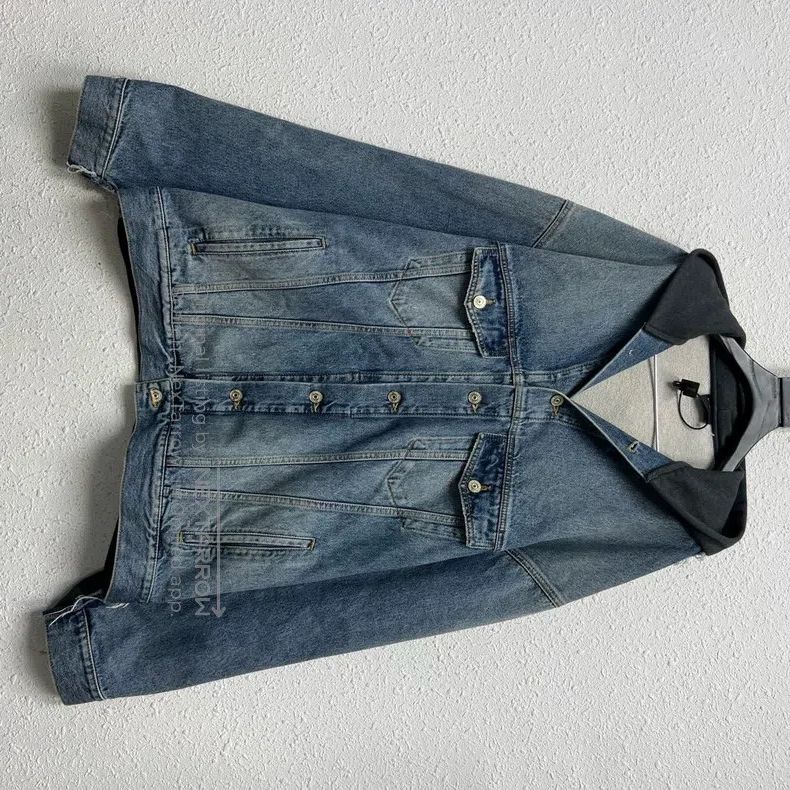 Balenciaga Balenciaga Hooded Jacket with Back LOGO Patchwork Denim Size US M / EU 48-50 / 2 - 1 Thumbnail