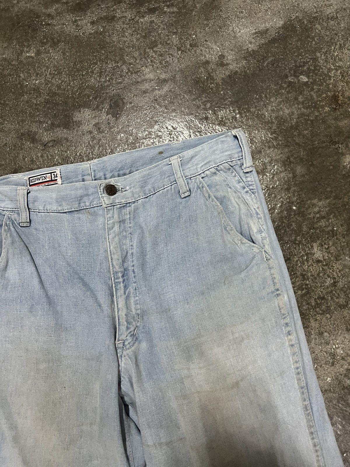 Edwin 💥Baggy💥Vintage 80’s Edwin Light Wash Distress Jean Size US 32 / EU 48 - 9 Thumbnail
