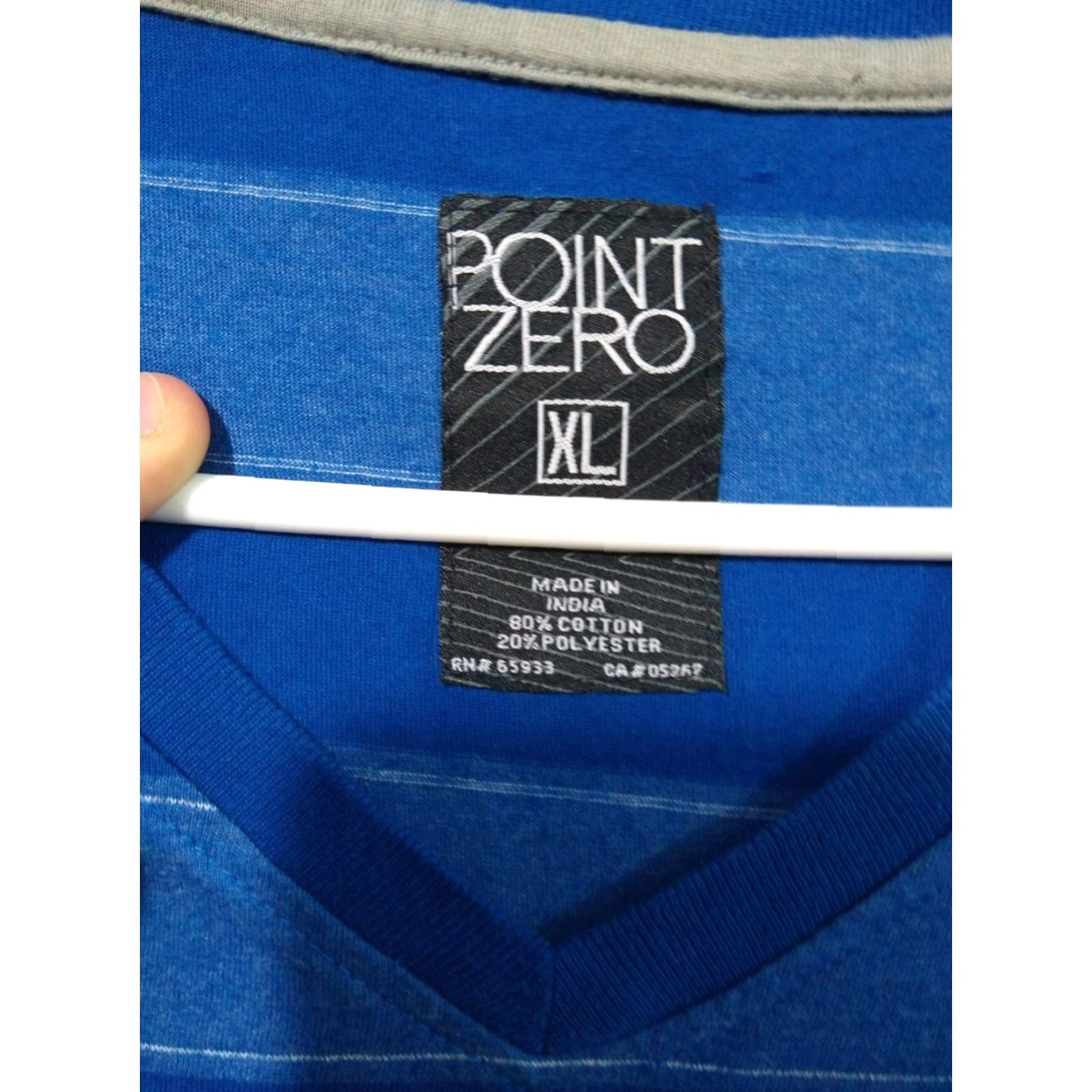 Point Zero Point Zero Shirt Mens XL Blue Striped Short Sleeve V Neck Pullover Size US XL / EU 56 / 4 - 5 Thumbnail