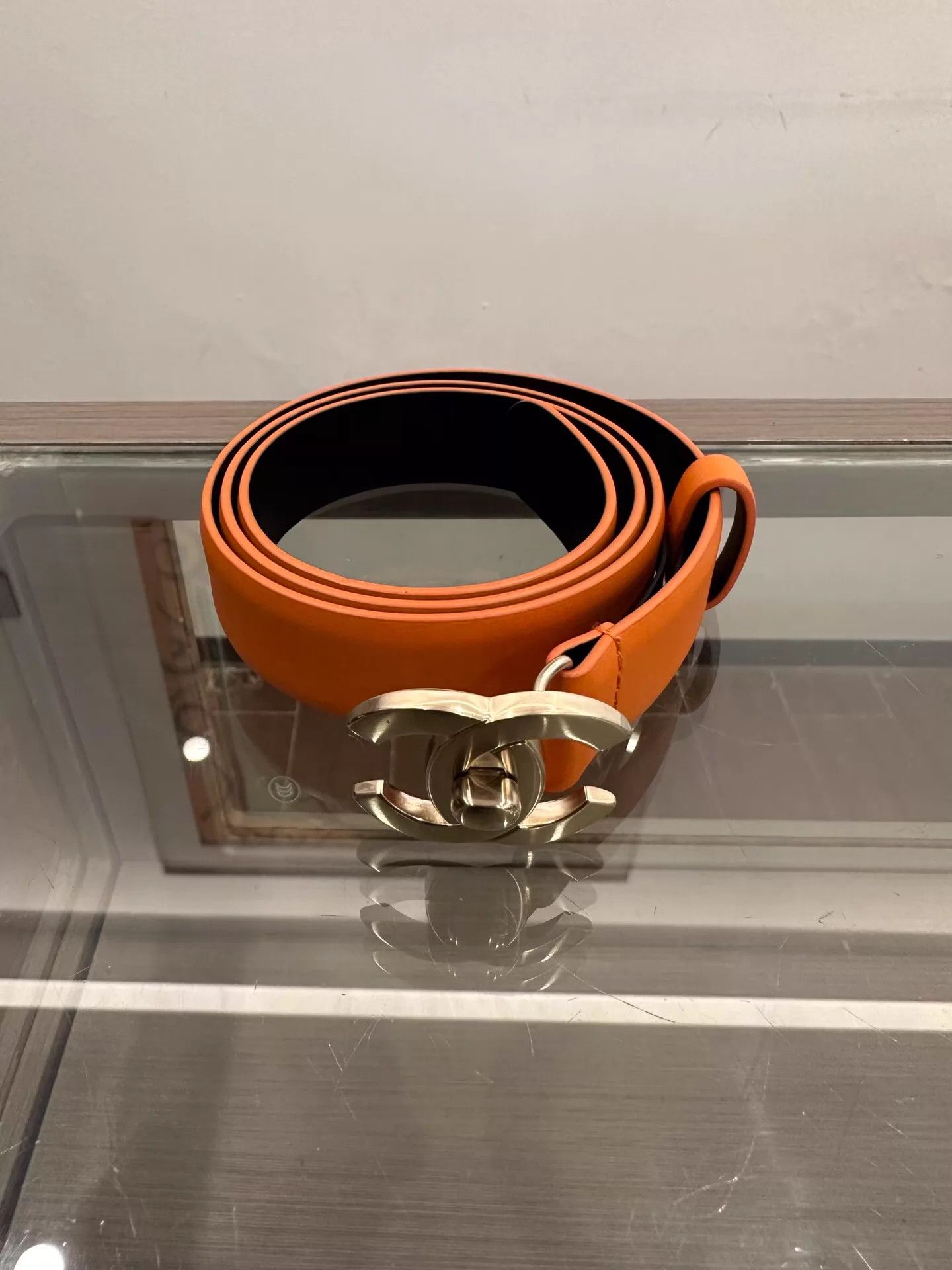 Chanel Chanel Orange Black CC 2.5cm Wide Belt 80cm Size ONE SIZE - 1 Thumbnail