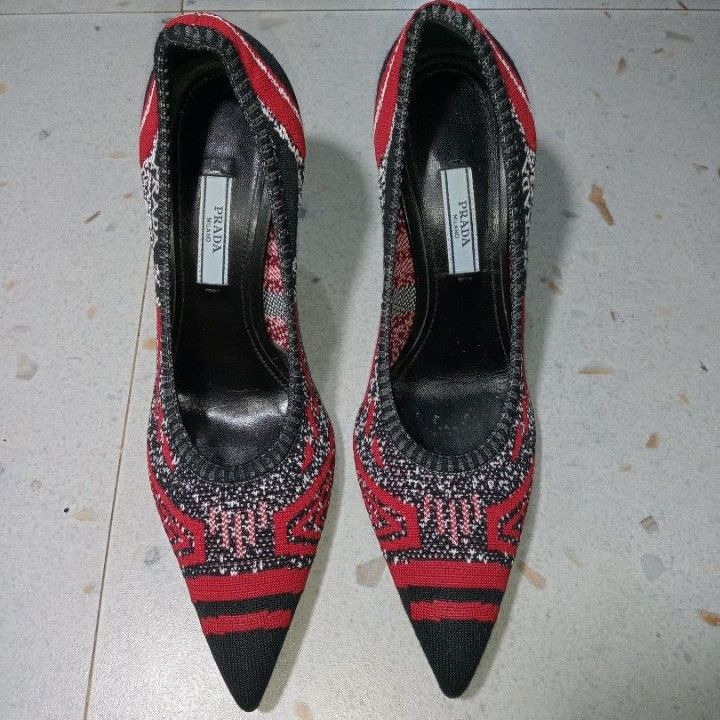 Prada PRADA KNIT PUMPS IN RED Size US 7.5 / IT 37.5 - 3 Thumbnail