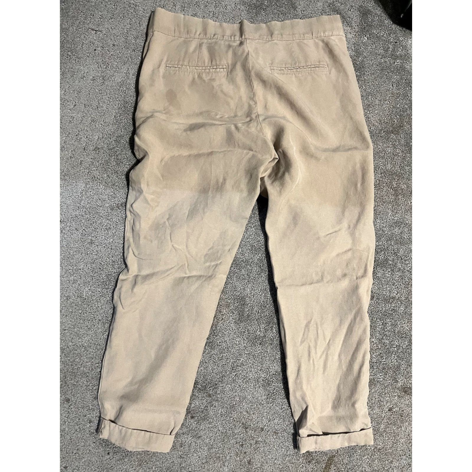 Ann Taylor Ann Taylor Pant Women’s 2P Beige Cropped Ankle Cuff Lyocell Spring Summer Casual Size 26" / US 2 / IT 38 - 3 Thumbnail