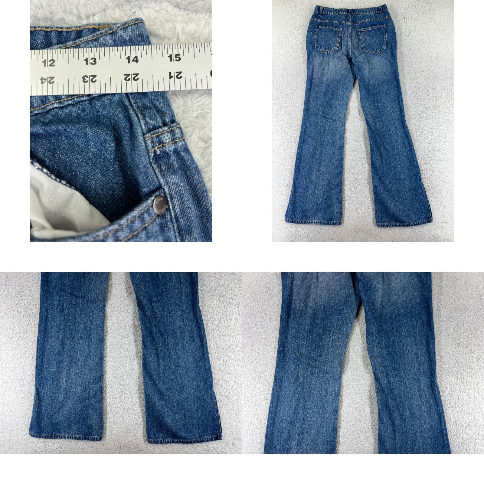 Venus Venus Jeans Womens 8 Blue Denim Flared Distressed Split Hem 28x32 Cotton Modern Womens Jeans Size 30" / US 8 / IT 44 - 9 Thumbnail