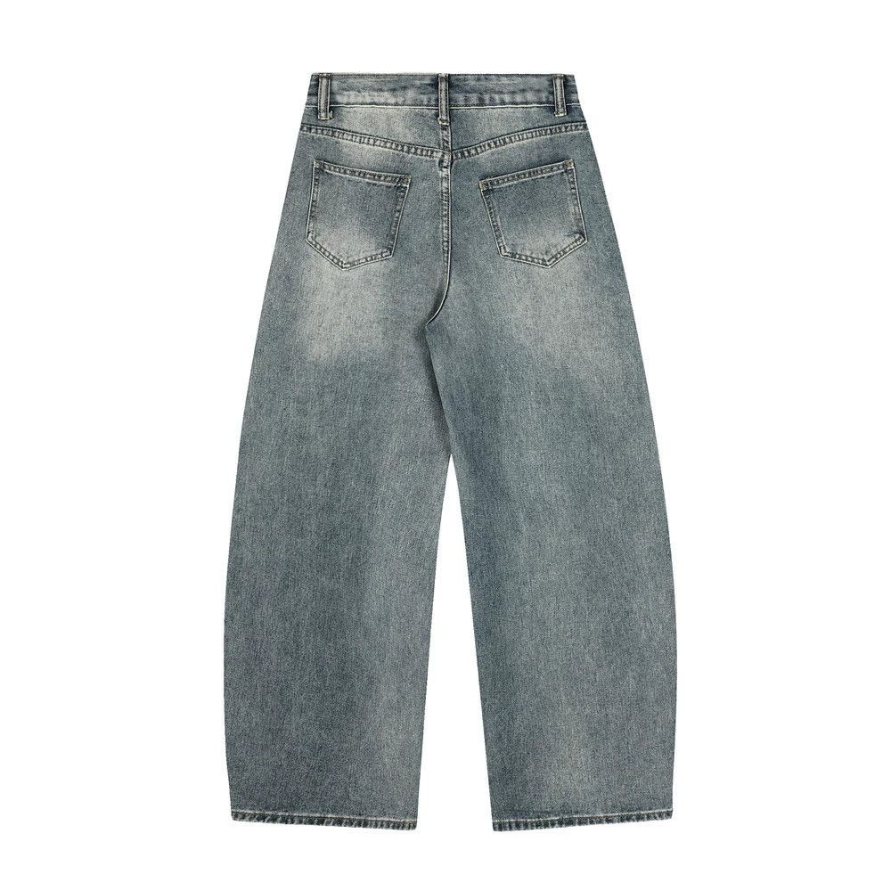 Japanese Brand × Jean Men's street washed loose wide-leg ripped scimitar jeans Size US 32 / EU 48 - 2 Thumbnail