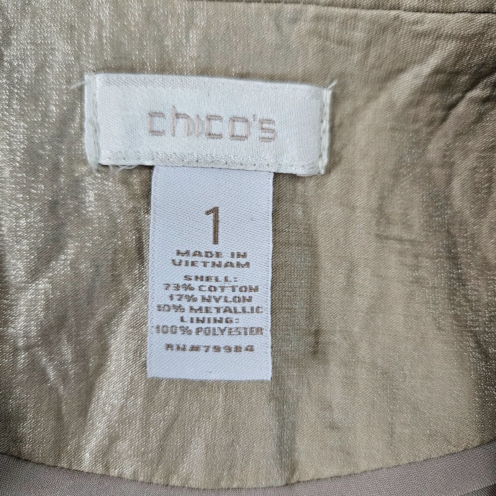 Vintage Chico's Blazer Shirt Women's Beige Open Front Cotton Blend Long Sleeve M Size M / US 6-8 / IT 42-44 - 5 Thumbnail