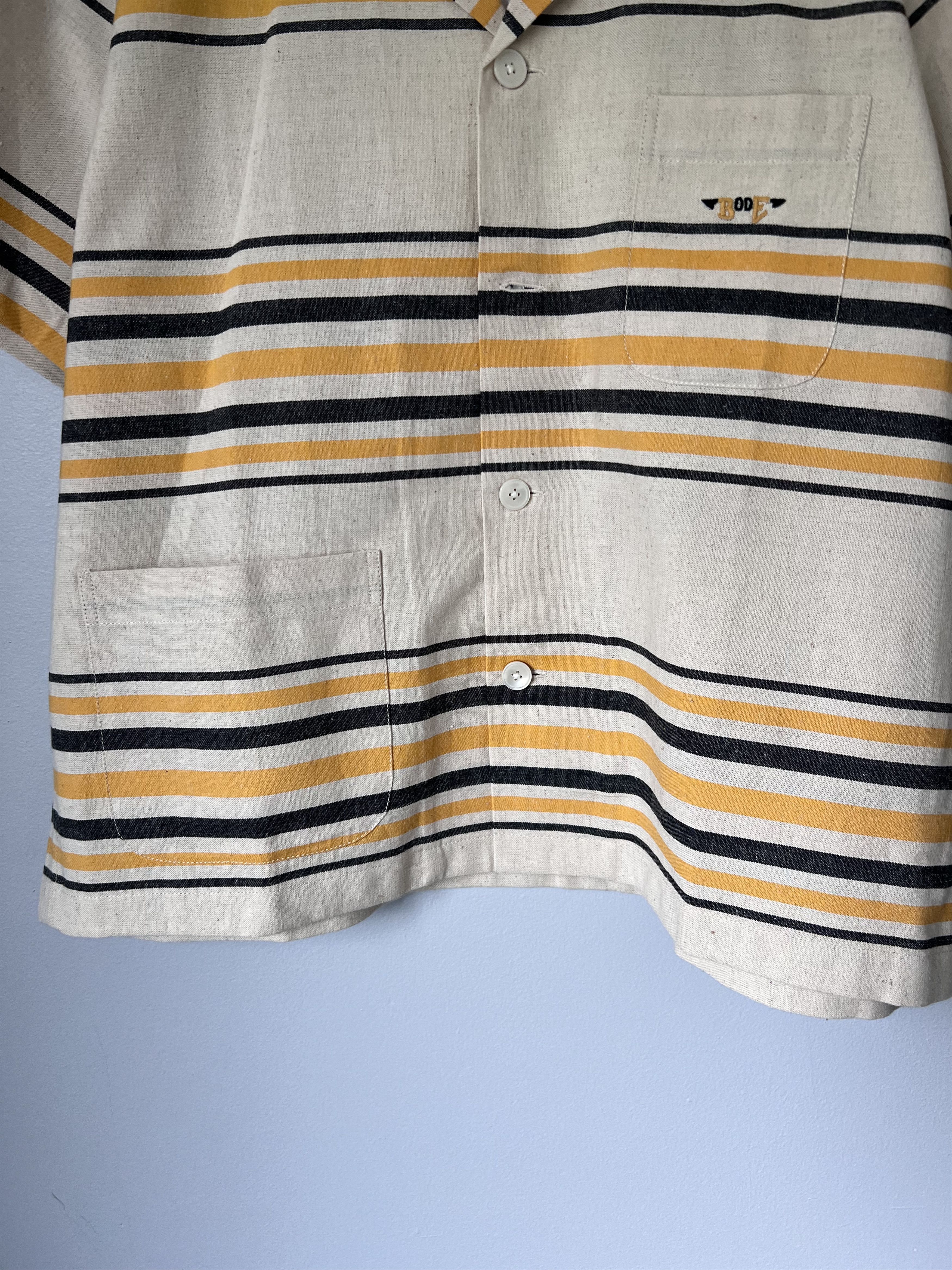 Bode Bode Namesake Stripe SS Shirt in Ecru Yellow Size US L / EU 52-54 / 3 - 3 Thumbnail