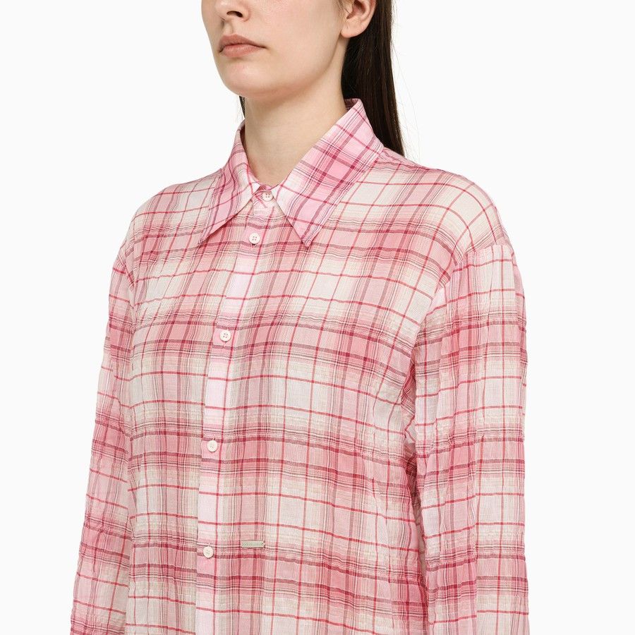 Dsquared2 o1d2blof0824 Checked Cotton Shirt in Pink & White Size S / US 4 / IT 40 - 4 Thumbnail