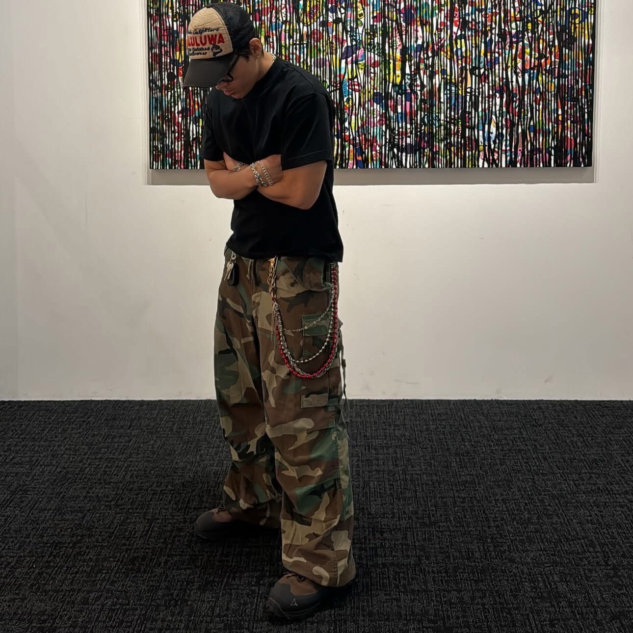 vintage original 107 camouflage bondage baggy cargo pants