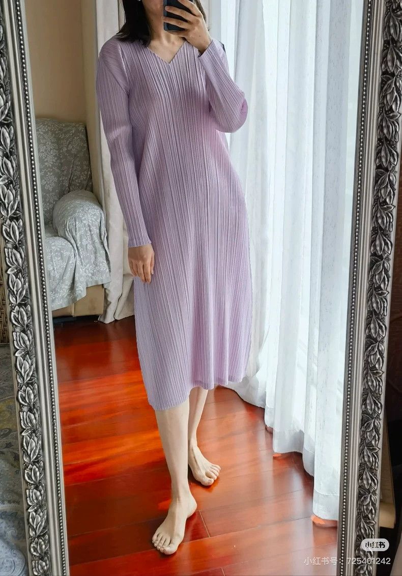 Issey Miyake Issey Miyake Purple dress Size L / US 10 / IT 46 - 7 Thumbnail