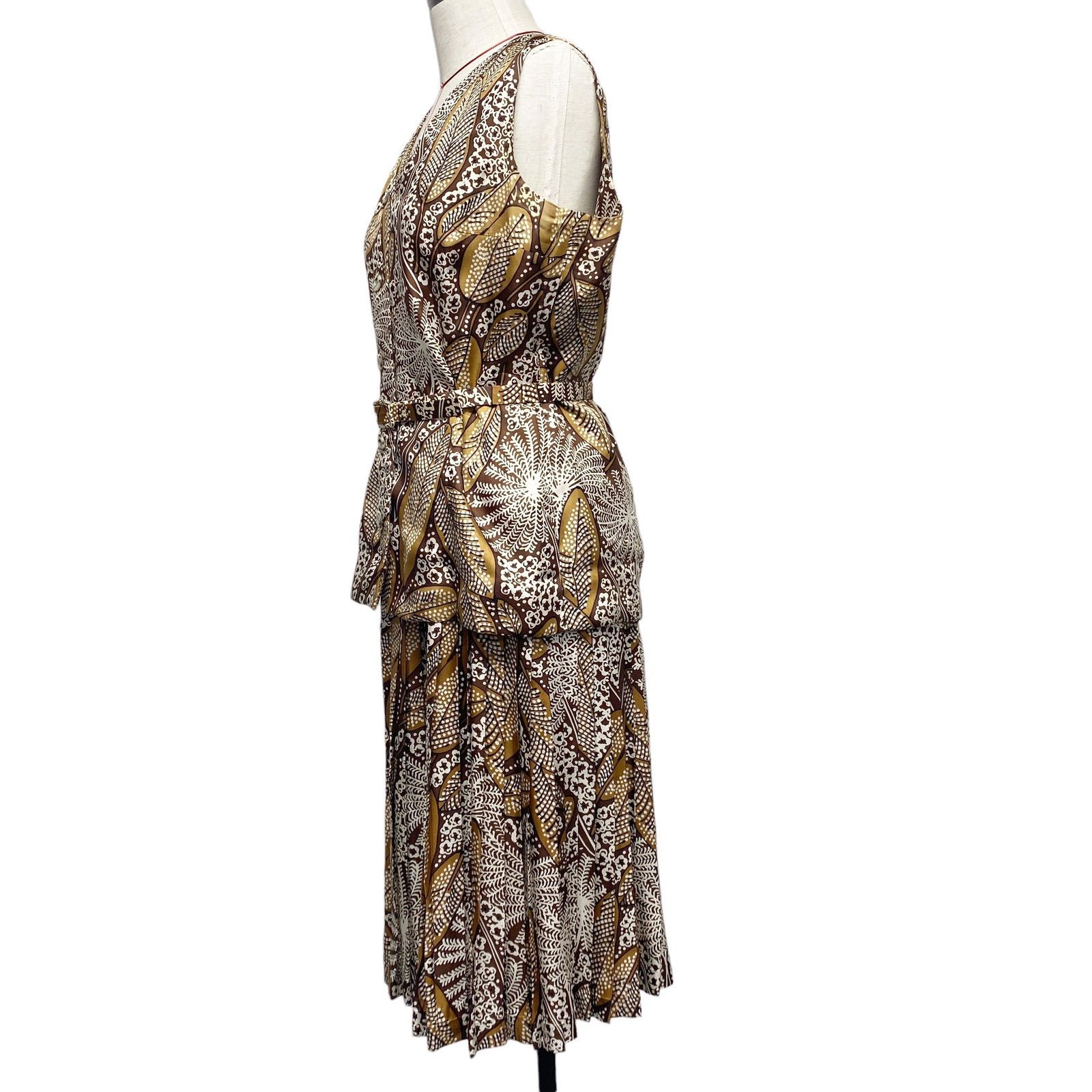 Vintage Vintage Ruth McCulloch Brown Printed 4 Piece Skirt Set Size 36" / US 14 / IT 50 - 4 Thumbnail