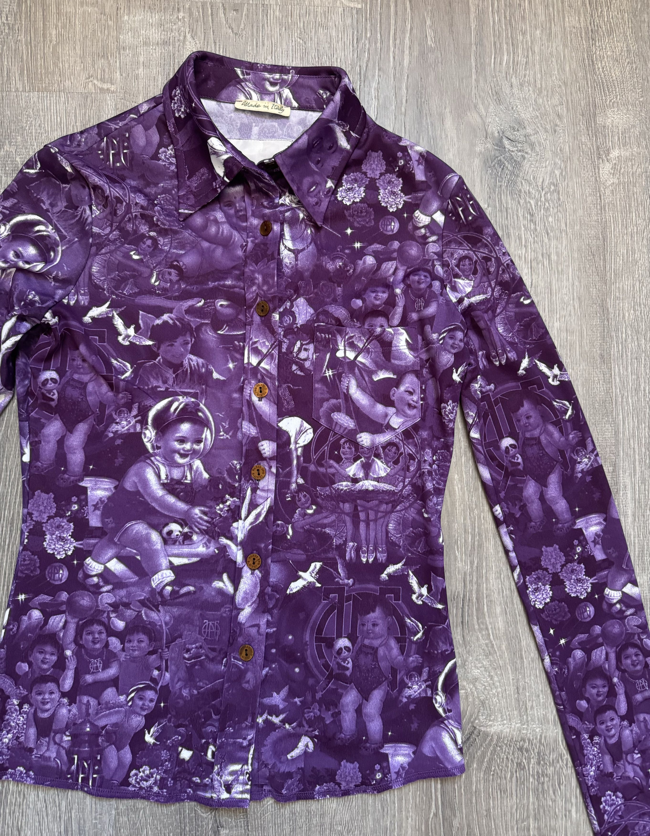 Jean Paul Gaultier Jean Paul Gaultier Chinese Baby Propaganda Purple Shirt Size US S / EU 44-46 / 1 - 3 Thumbnail
