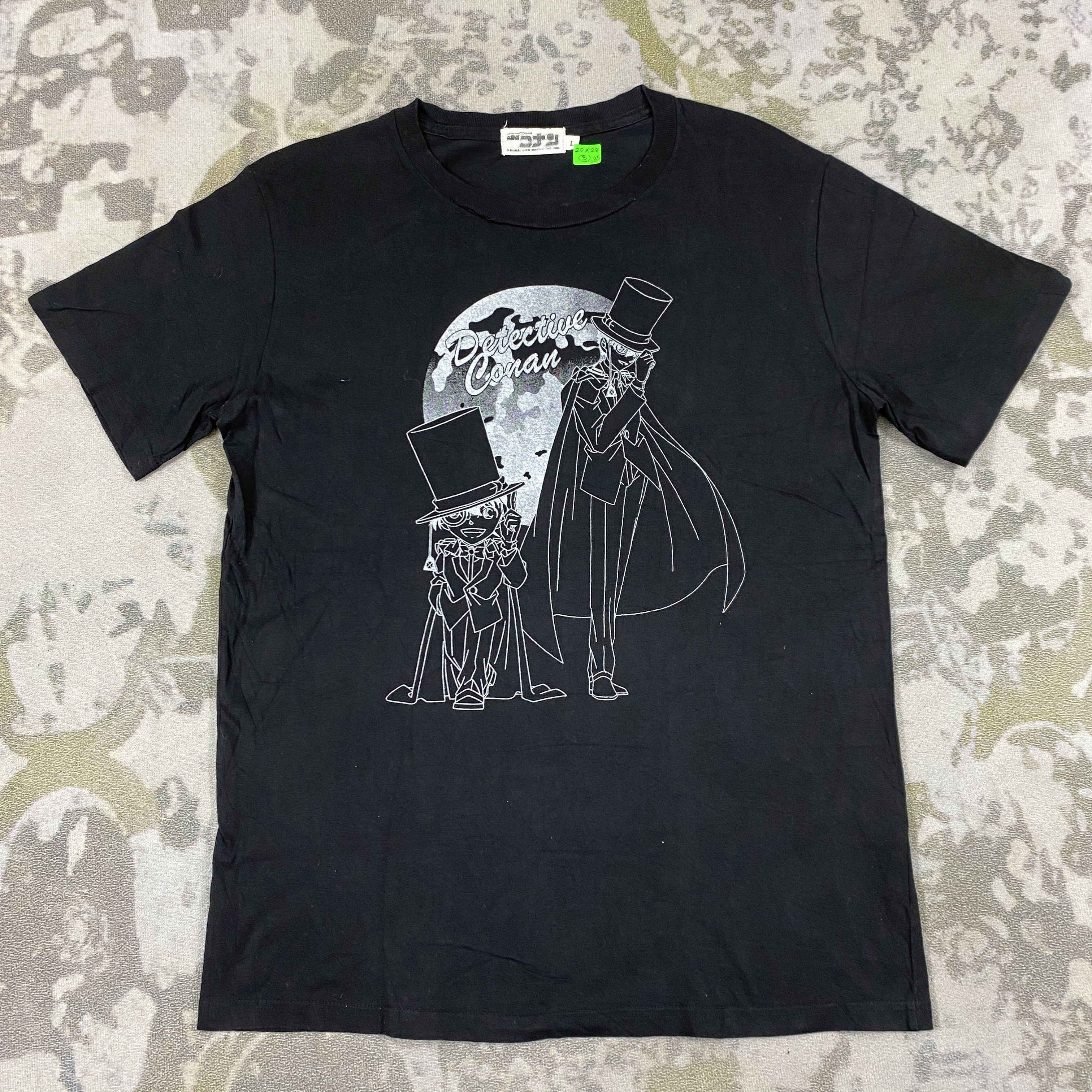 image of Anima x Vintage Detective Conan Japanese Anime Tee -B085 in Black, Men's (Size Large)