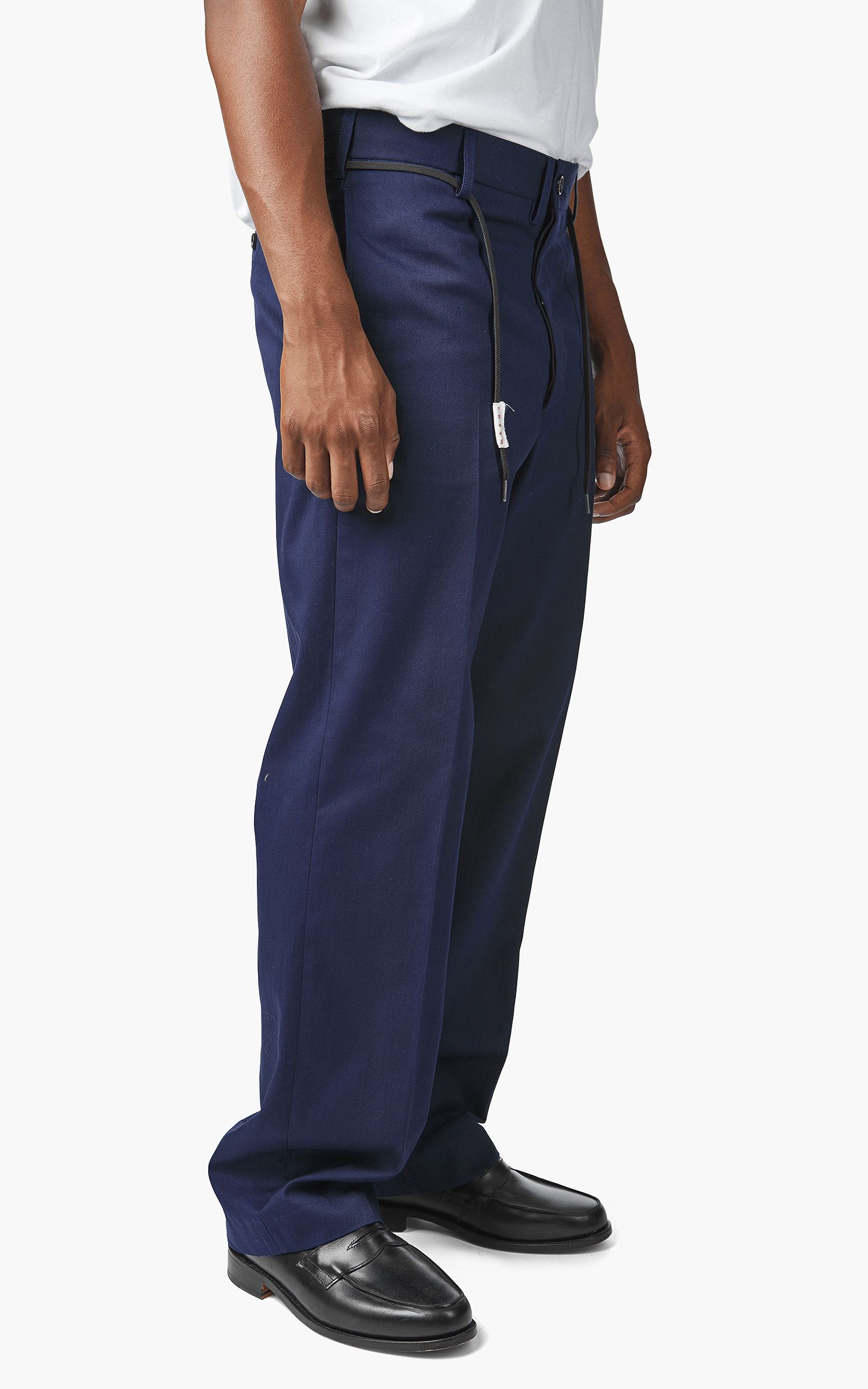 Marni o1w1db11124 Tied Waistband Straight-Leg Trouser in Blue Size US 32 / EU 48 - 2 Thumbnail