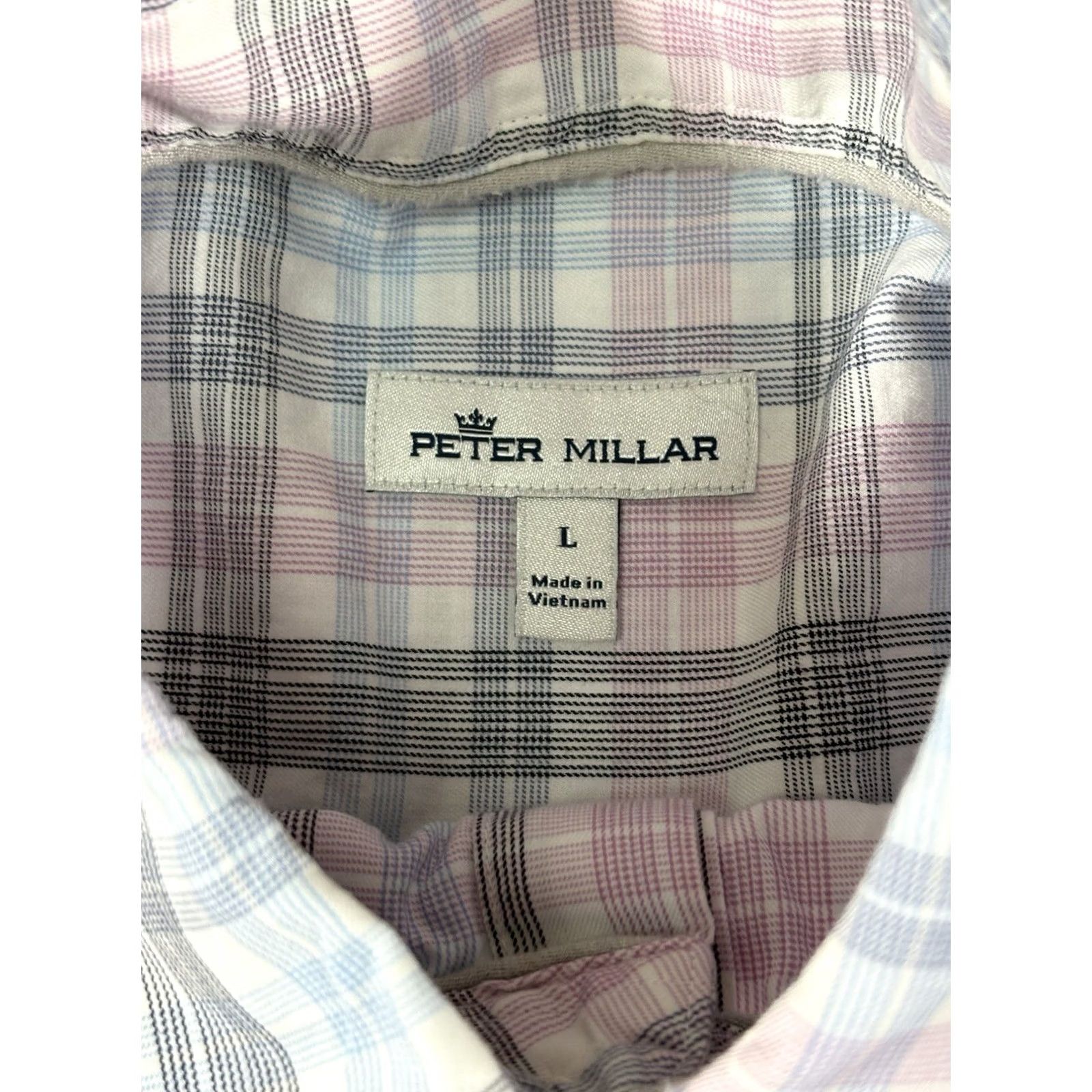 Peter Millar Peter Millar Dress Shirt Mens Large Blue Plaid Check Button Up 100% Cotton Regular Long Sleeve White Collar Mens Shirt Size 42R - 4 Thumbnail