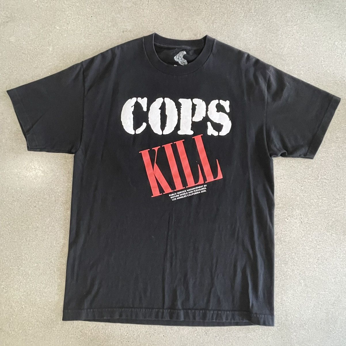 image of Pleasures No Police State Tee (Cops Kill) in Black, Men's (Size Large)