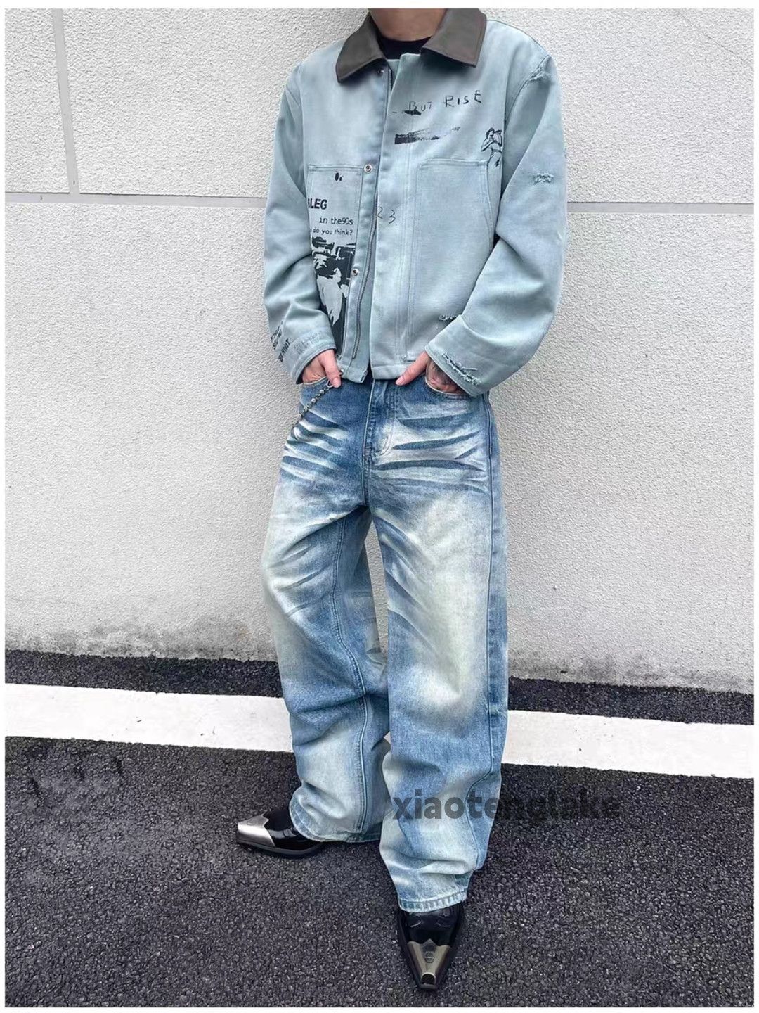 Jean Unisex washed faded cleanfit yuppie y2k baggy jeans Size US 28 / EU 44 - 9 Thumbnail