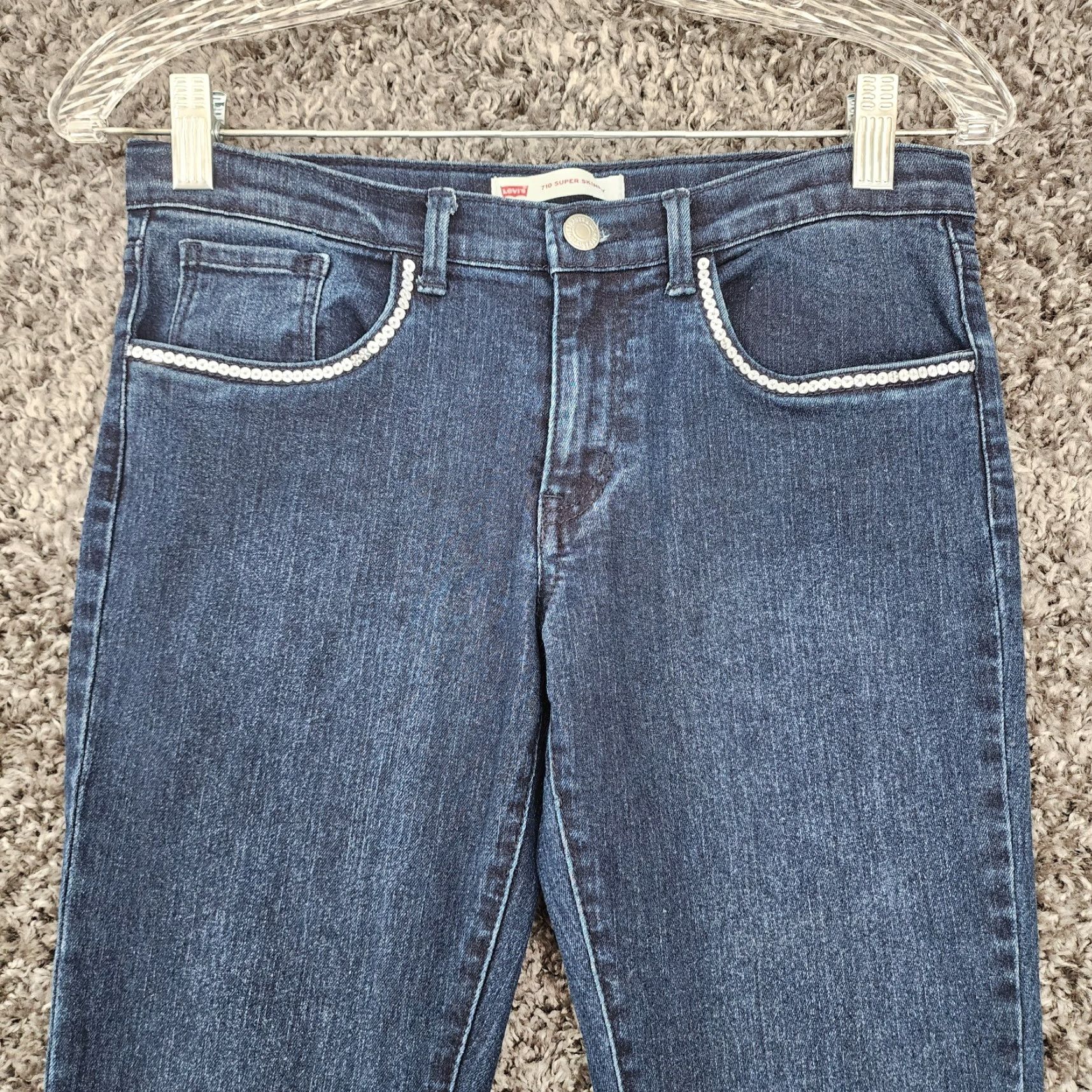 Levi's Levi's 710 Jeans Womens Dark Wash Super Skinny Blue Size 14 Size 36" / US 14 / IT 50 - 2 Thumbnail