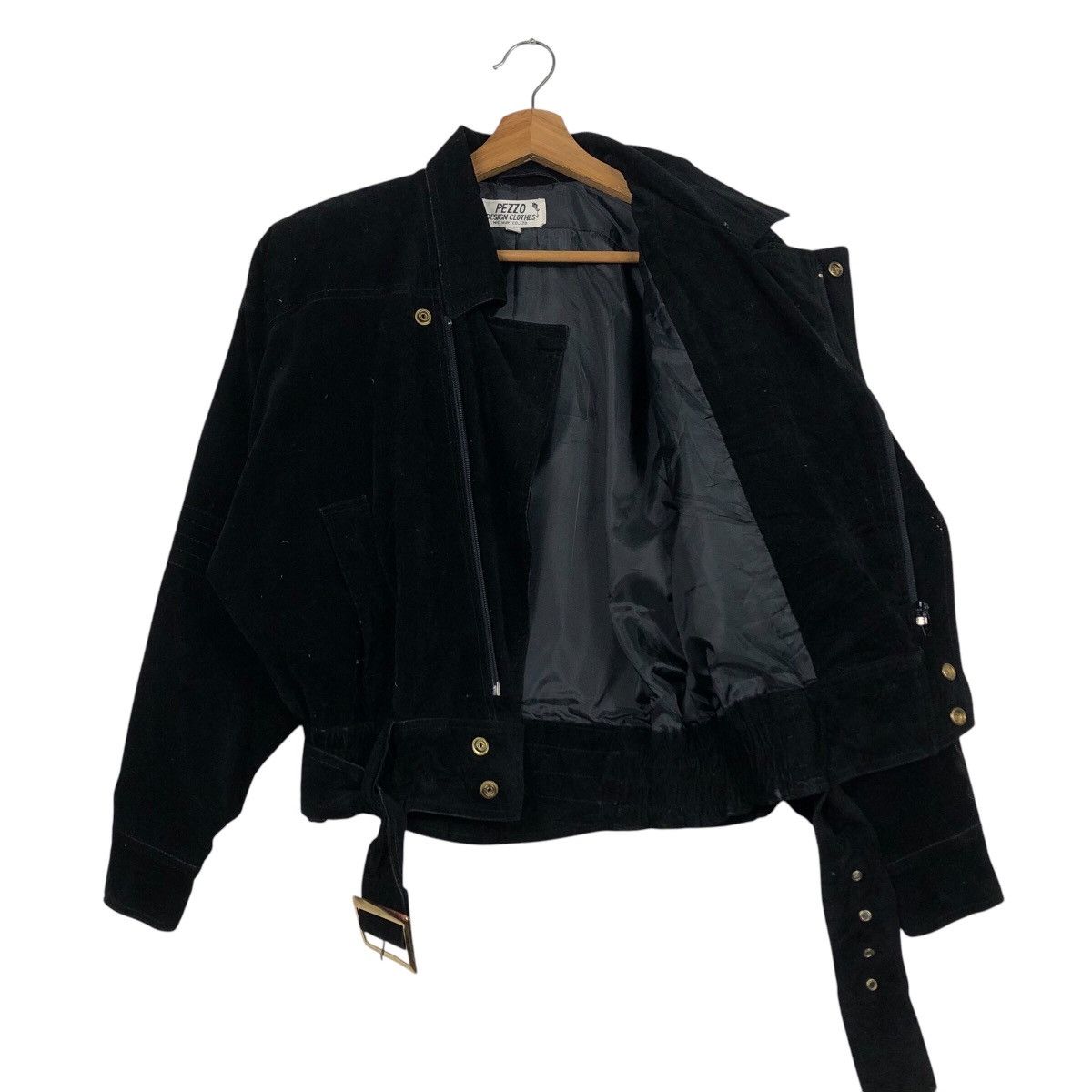 Japanese Brand Vintage Pezzo Design Black Velour Moto Jacket Issey Miyake Size US M / EU 48-50 / 2 - 12 Thumbnail