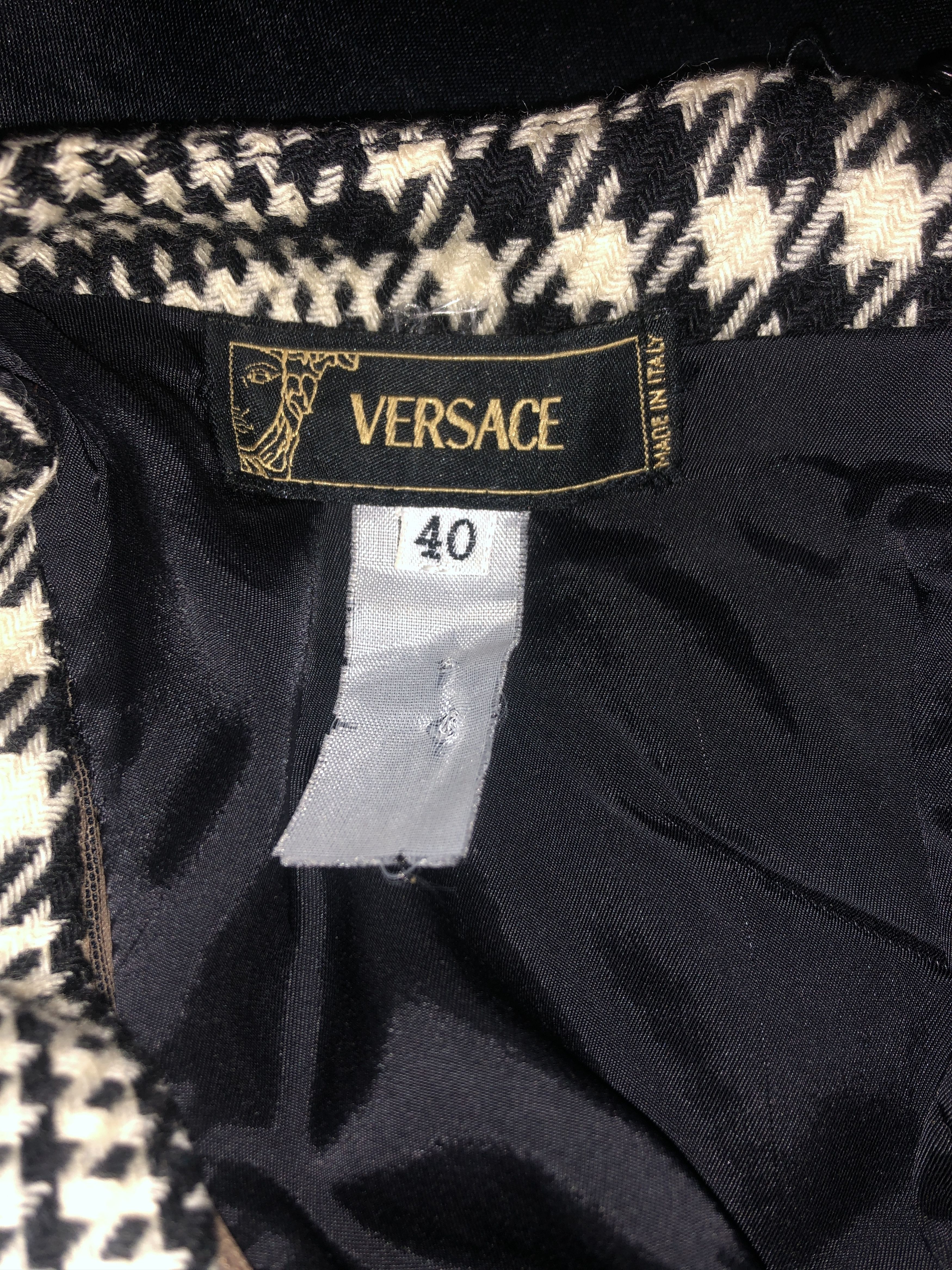 Versace Embellished Prince of Wales Wool Dress Size S / US 4 / IT 40 - 10 Thumbnail