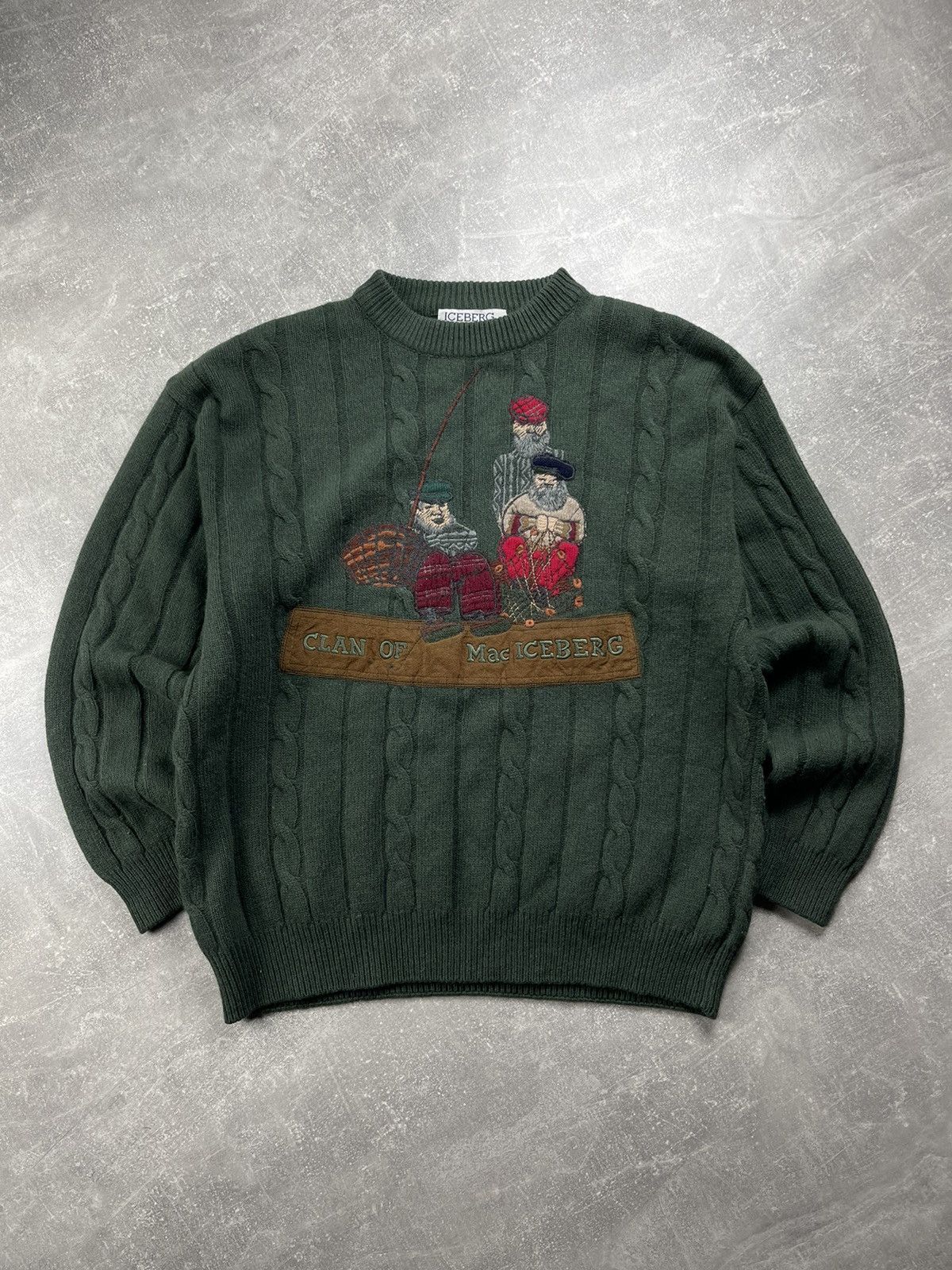 Iceberg Iceberg 90s “Clan of Mac Iceberg” Embroidered Sweater Green Size US XL / EU 56 / 4 - 2 Thumbnail