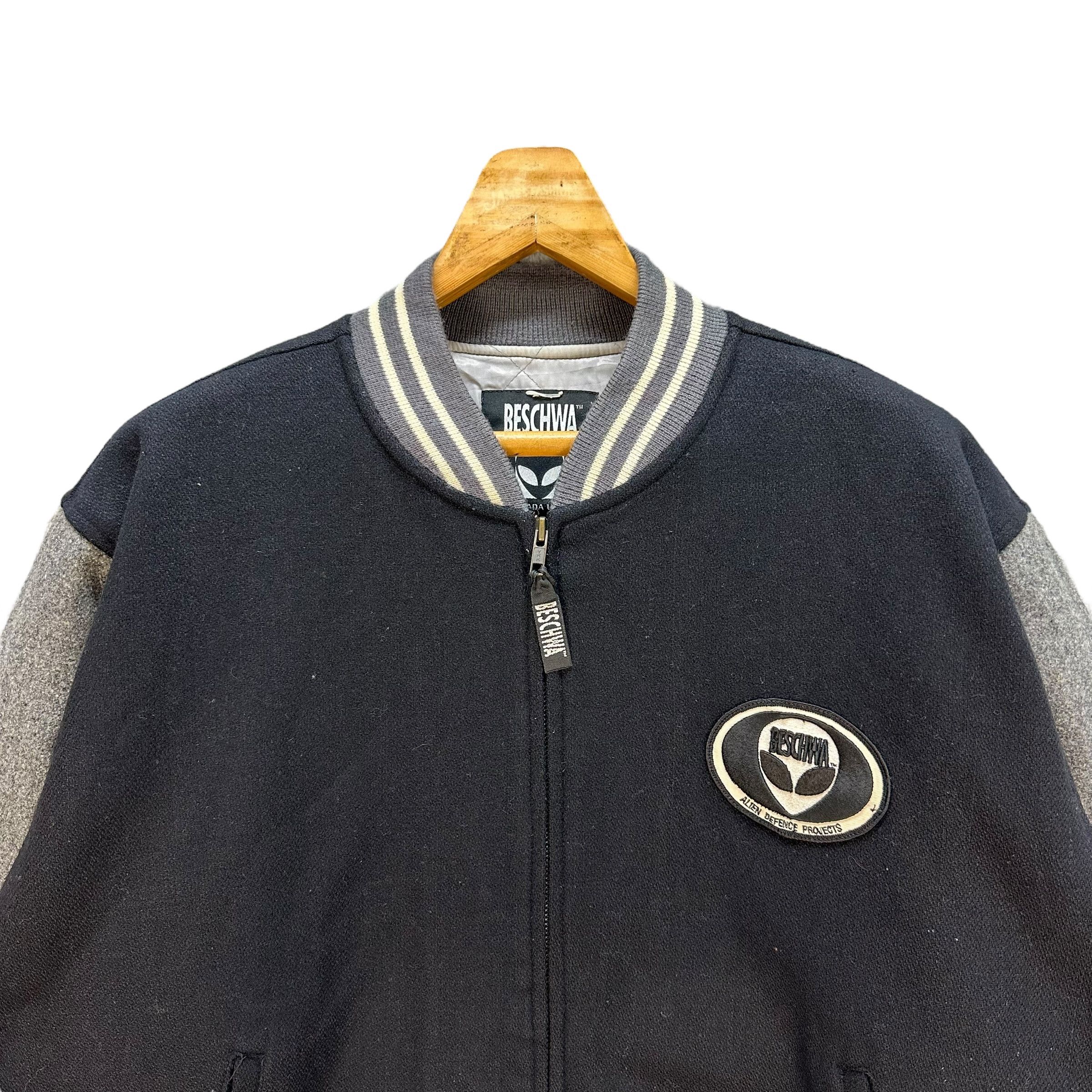 BESCHWA Embroidery Big Logo Wool Bomber Jacket #A53-1238