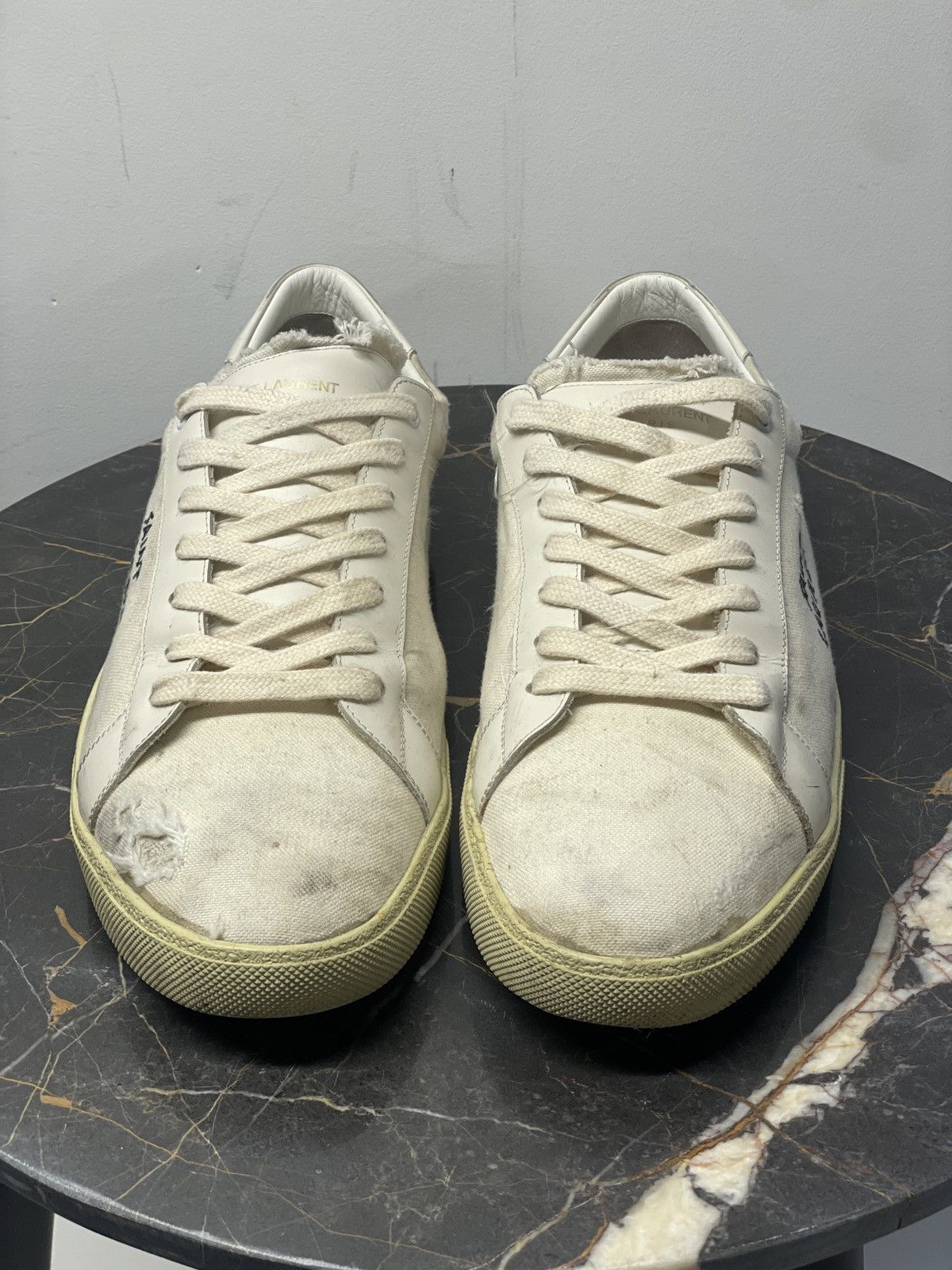 Saint Laurent Paris Court Classic SL/06 Canvas Logo Distressed Sneaker Size US 14 / EU 47 - 3 Thumbnail