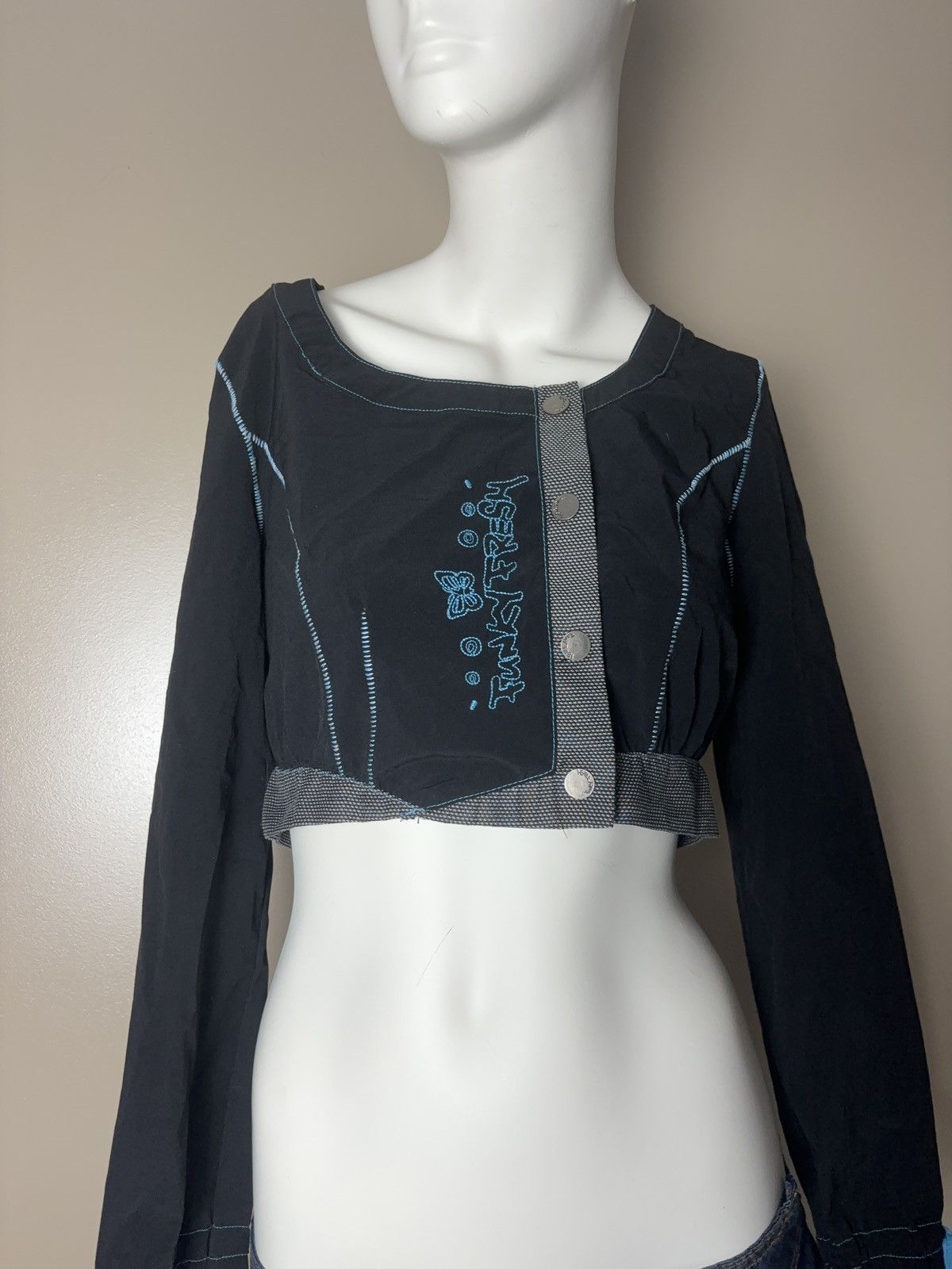 Vintage French cropped asymmetric vintage jacket coquette style Size S / US 4 / IT 40 - 5 Thumbnail