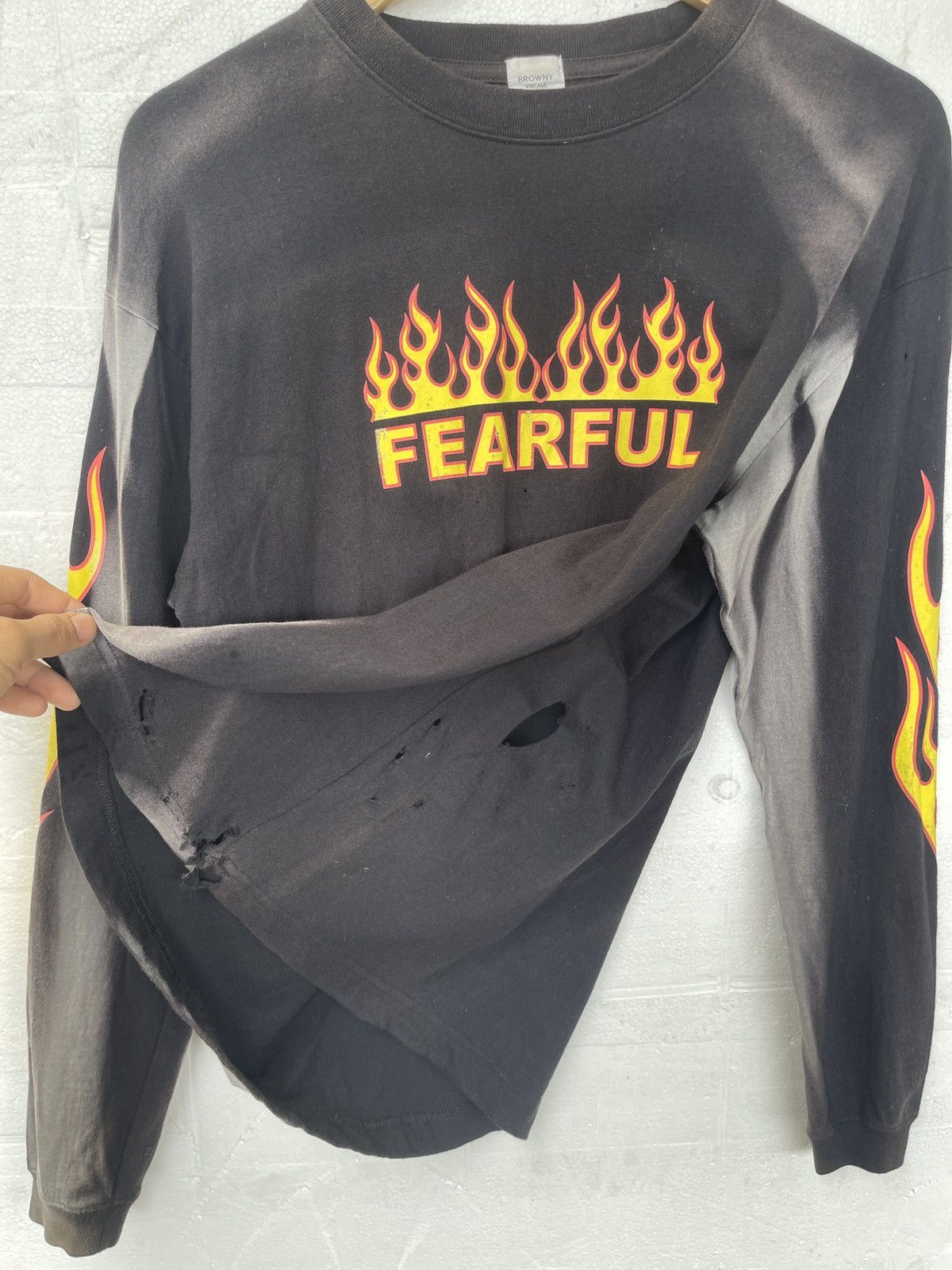 Unsound Rags Rare‼️Vintage TRASHED🔥FEARFUL🔥Flame Sun Faded Long Sleeve Tee Size US S / EU 44-46 / 1 - 7 Thumbnail
