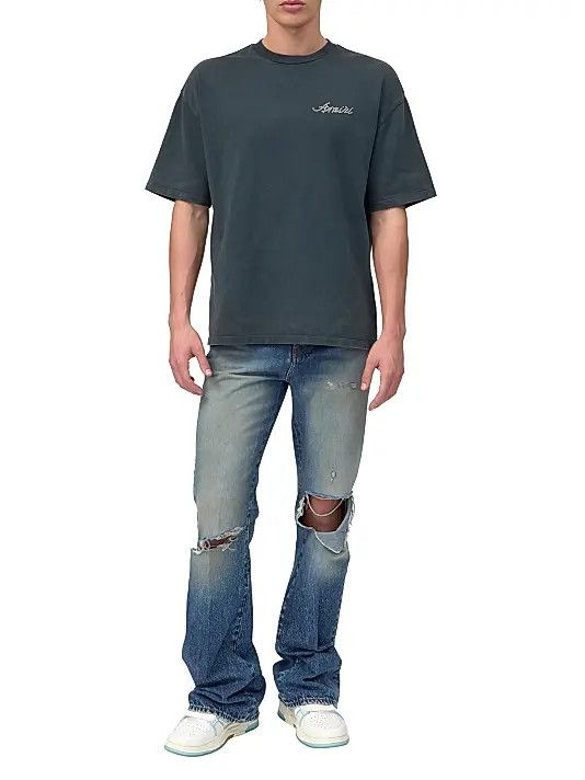 os11x0326 Logo Stud Oversized T-Shirt in Black