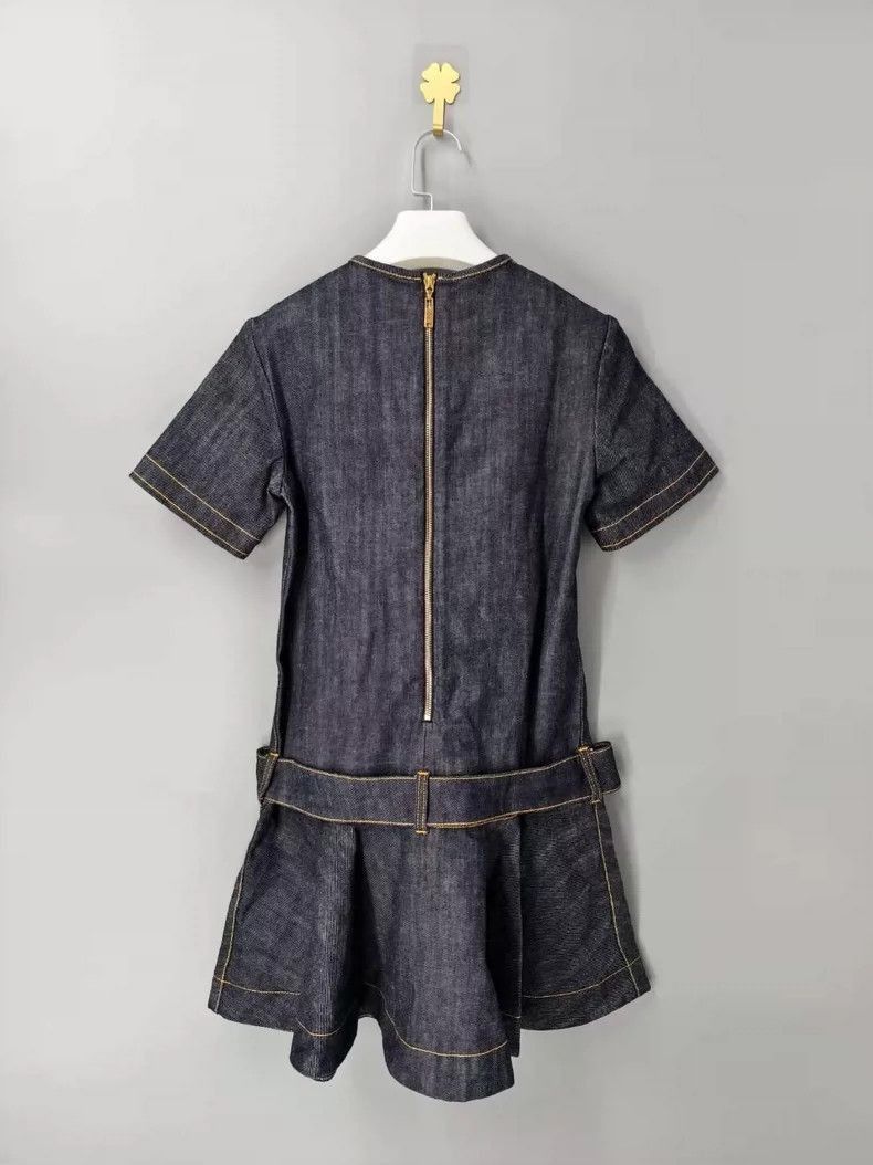 Louis Vuitton Louis Vuitton Dark Blue Denim Dress with Belt -2505 Size S / US 4 / IT 40 - 2 Thumbnail