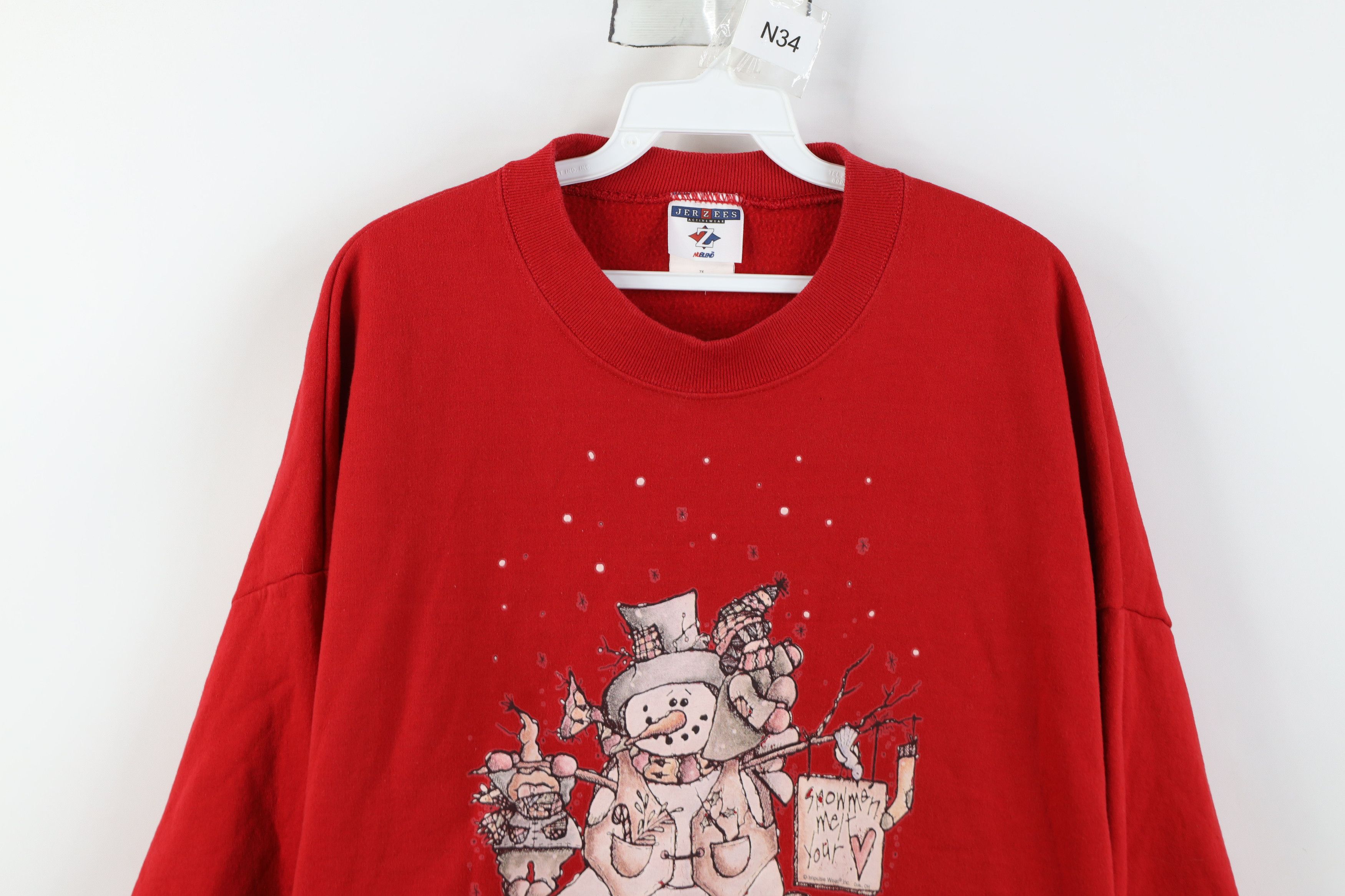 Vintage Vintage 90s Streetwear Babydoll Christmas Snowman Sweatshirt Size XXL / US 16-18 / IT 52-54 - 2 Thumbnail