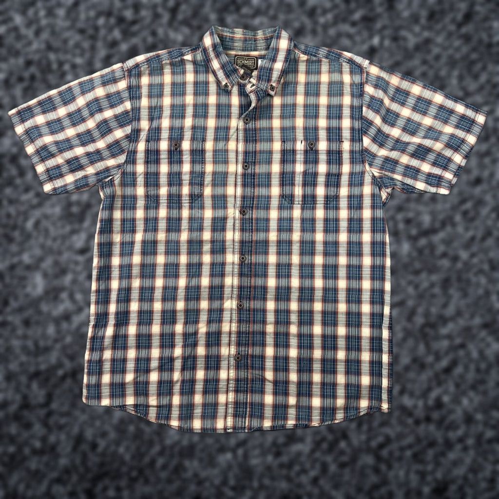 Vintage Schmidt Workwear Shirt Mens Large Blue Red Plaid Button Up Short Sleeve Outdoor Size US L / EU 52-54 / 3 - 1 Thumbnail