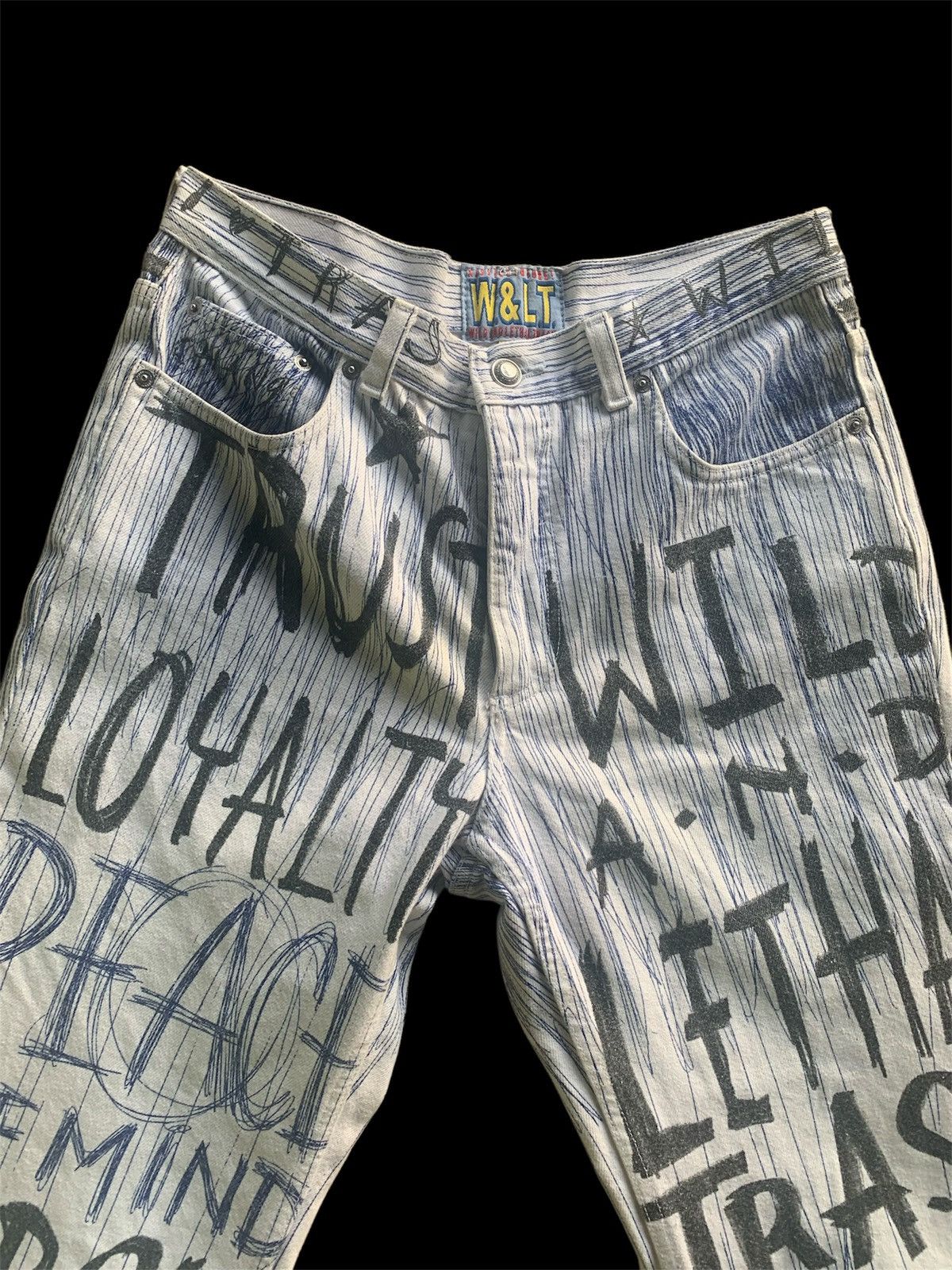 Vintage Vintage Walter Van Beirendonck 90s graffiti Jeans Size US 31 - 8 Thumbnail