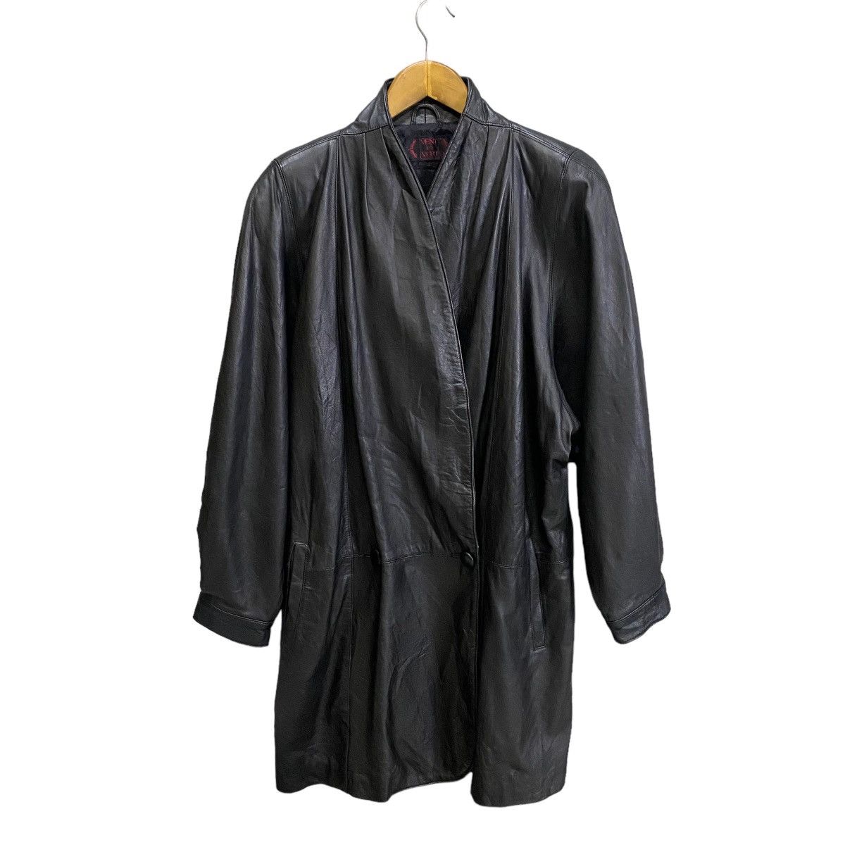 image of Leather Jacket x Vintage Vent Vert Sheep Skin Overcoat Jacket in Black, Women's (Size Large)