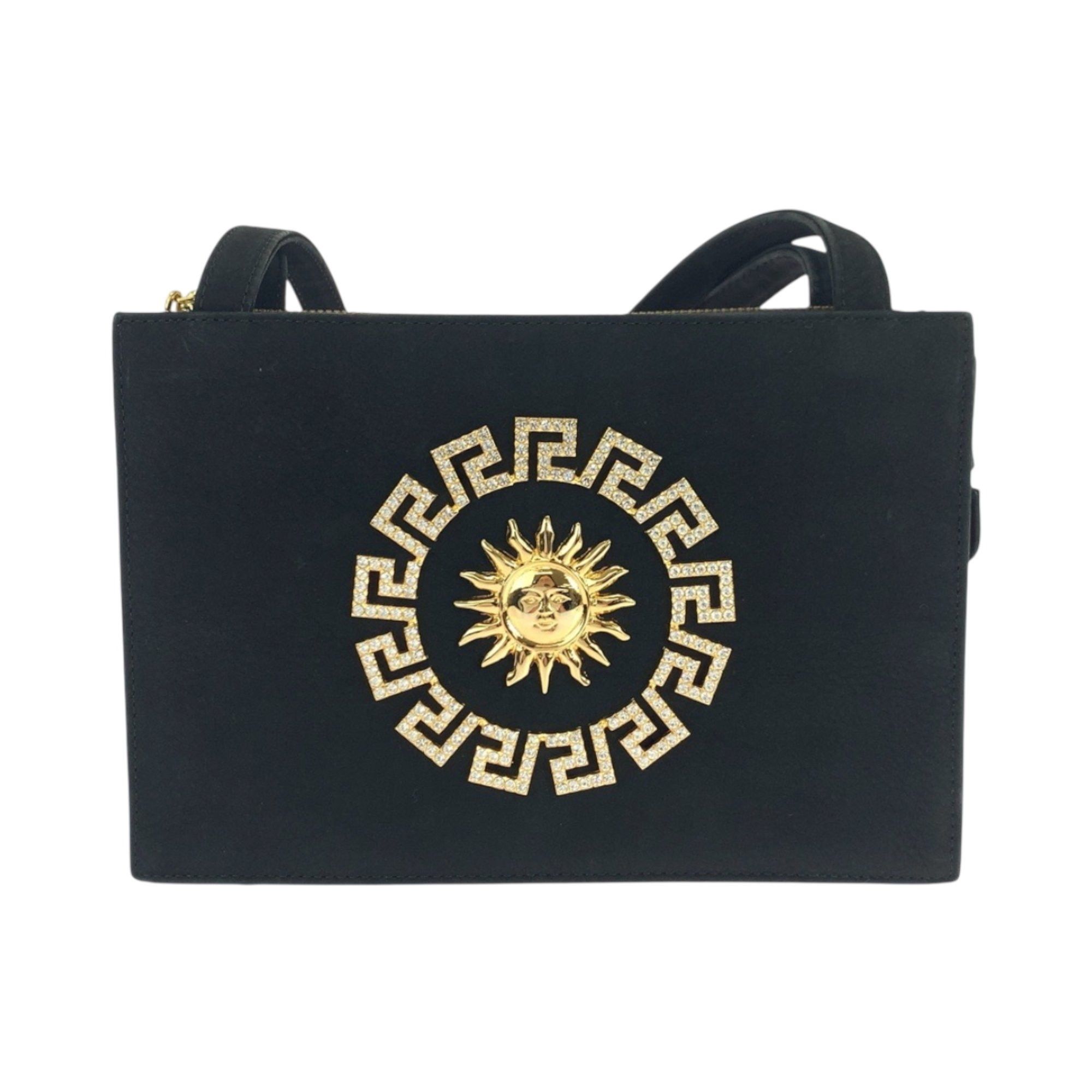 Versace Gianni Versace Vintage Sunburst Black Suede Shoulder Bag with Gold Hardware, Women's Tote Size ONE SIZE - 1 Thumbnail