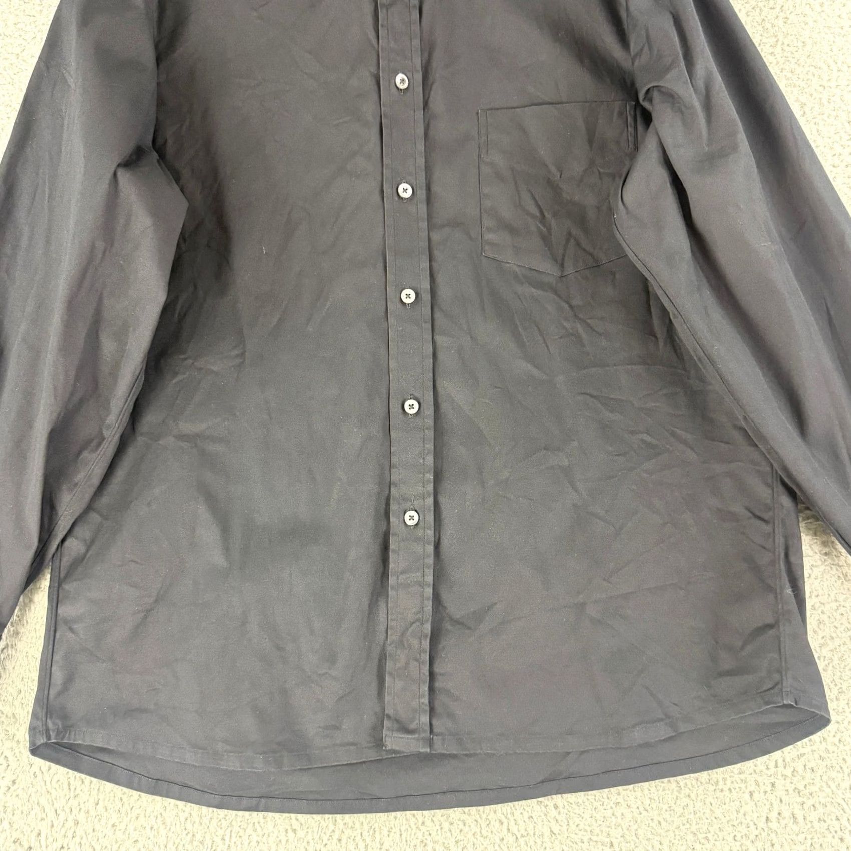Vintage VINTAGE Ascot Chang Dress Shirt Mens XL Black Cotton Blend Button Down Long Sleeve Size 46R - 5 Thumbnail