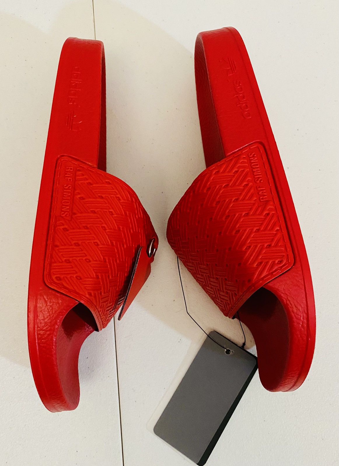 Adidas × Raf Simons Raf Simons 🇮🇹 x Pendant Adilette Core Red Leather 7 W 5 M New Size US 7 / IT 37 - 6 Thumbnail