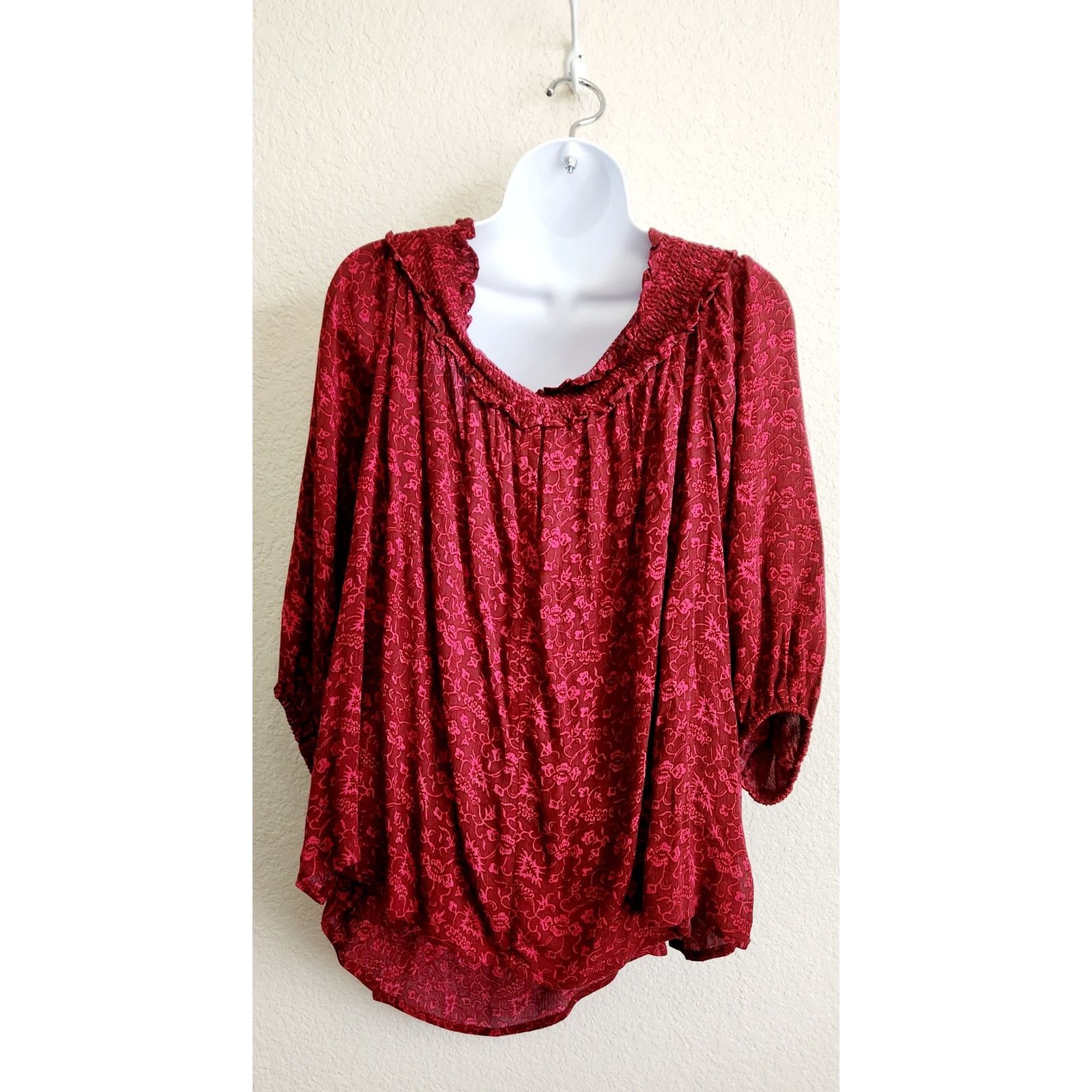 Other Lane Bryant Burgundy Floral Off The Shoulder Top 18 20 NWTS Size XXL / US 16-18 / IT 52-54 - 3 Thumbnail